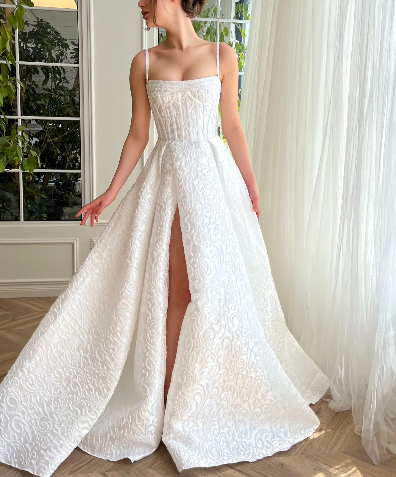 Allison Ivory Brocade Gown - Image 3