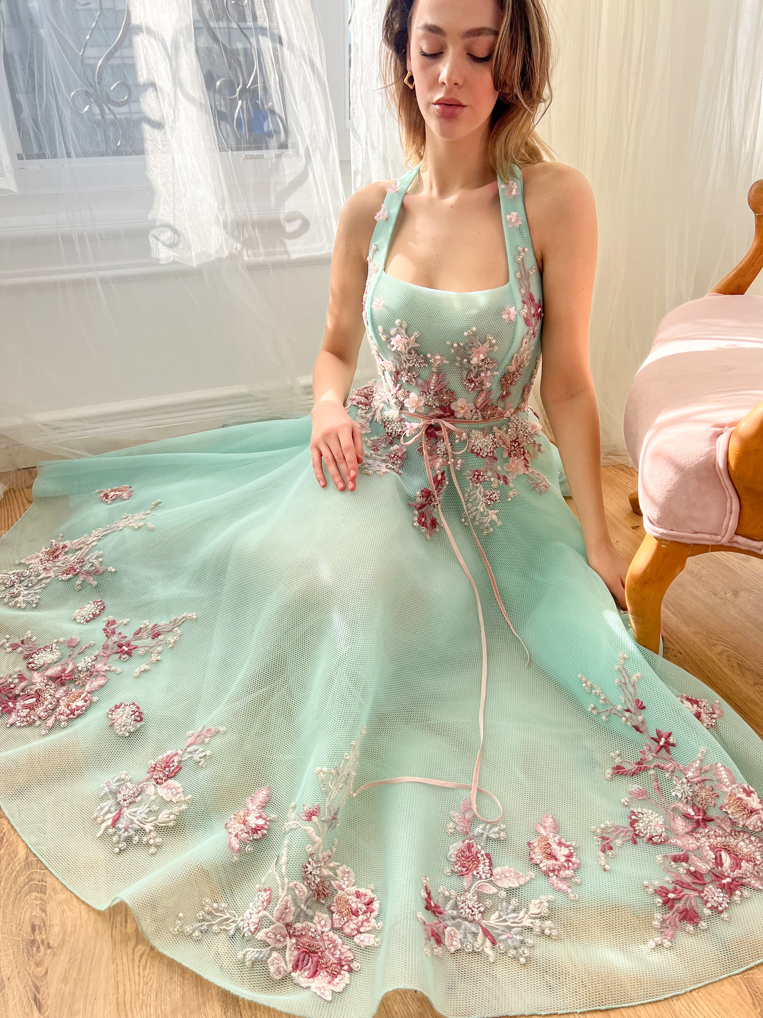 Aqua Mist Midi Dress - Image 6