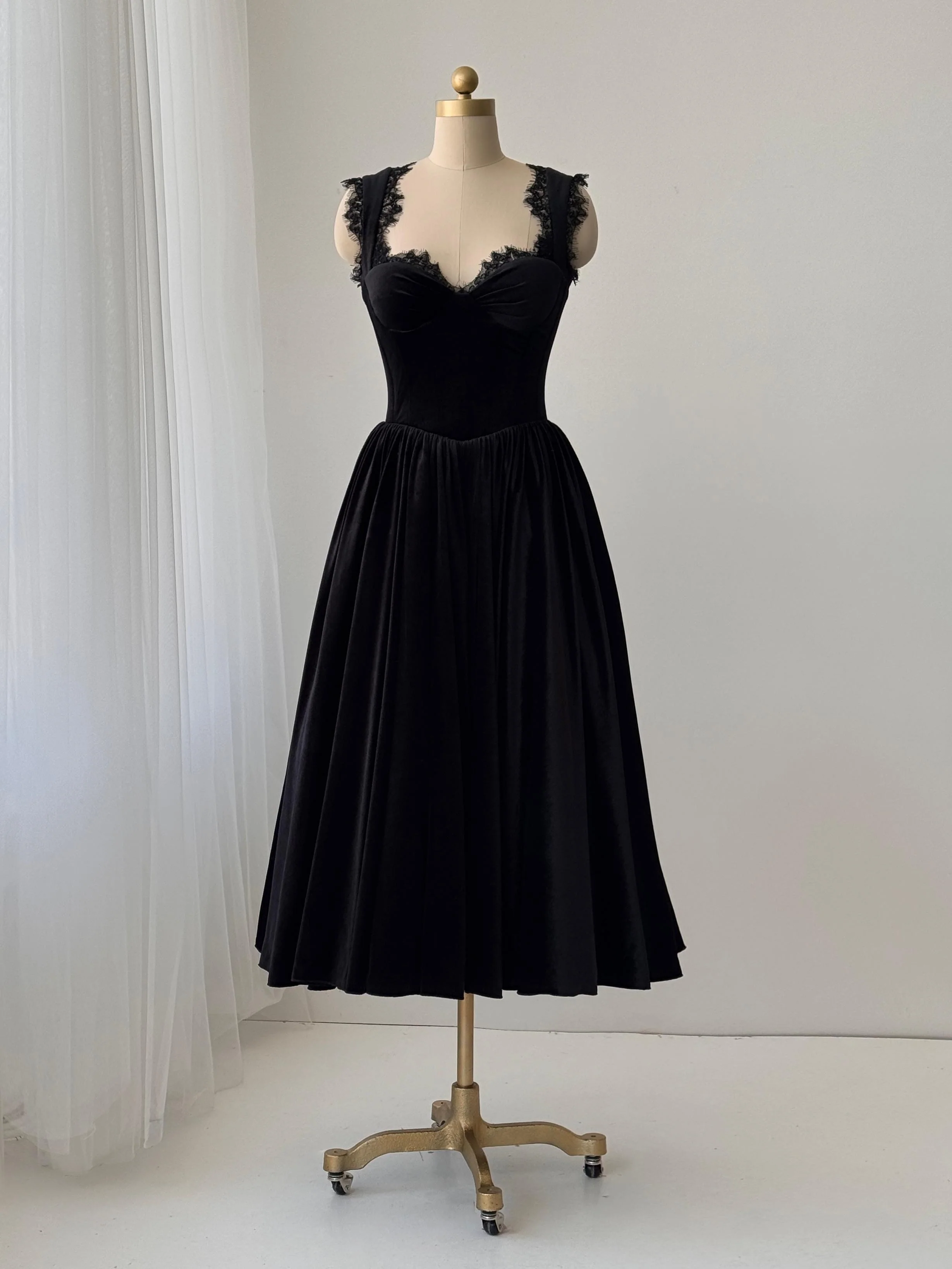 Black Velvet Midi Dress