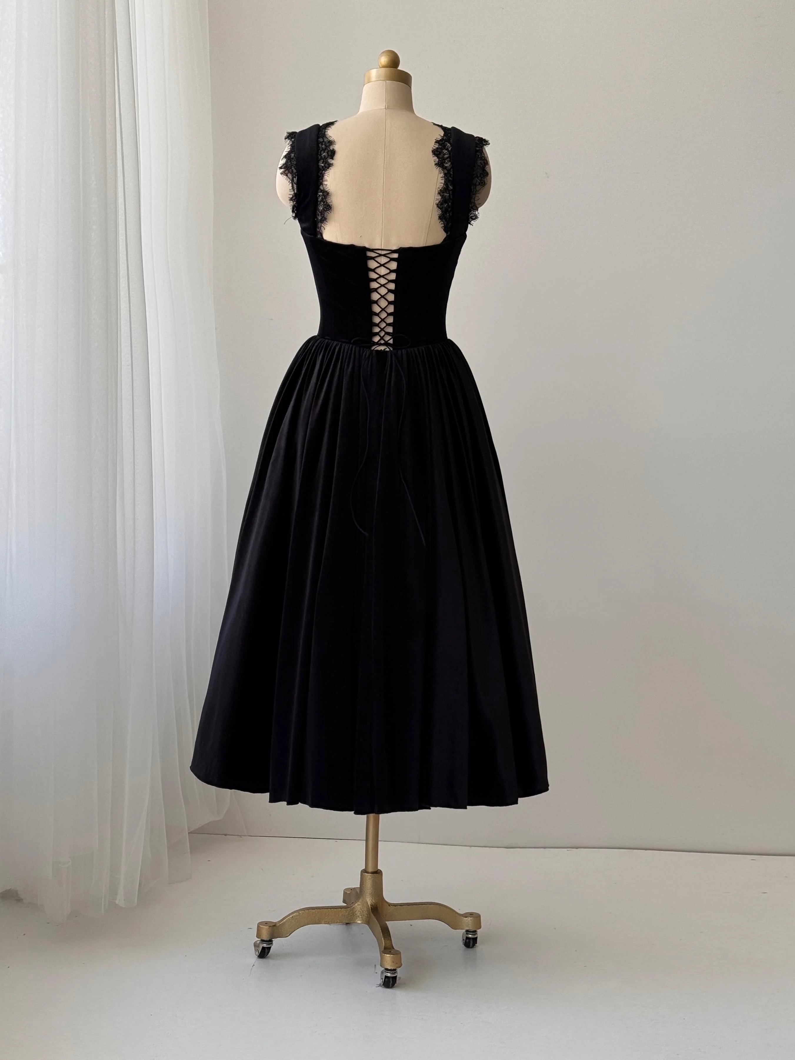 Black Velvet Midi Dress - Image 4