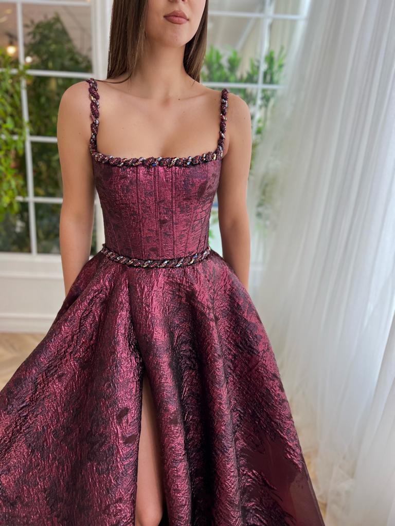 Bordeaux Brocade Gown - Image 3