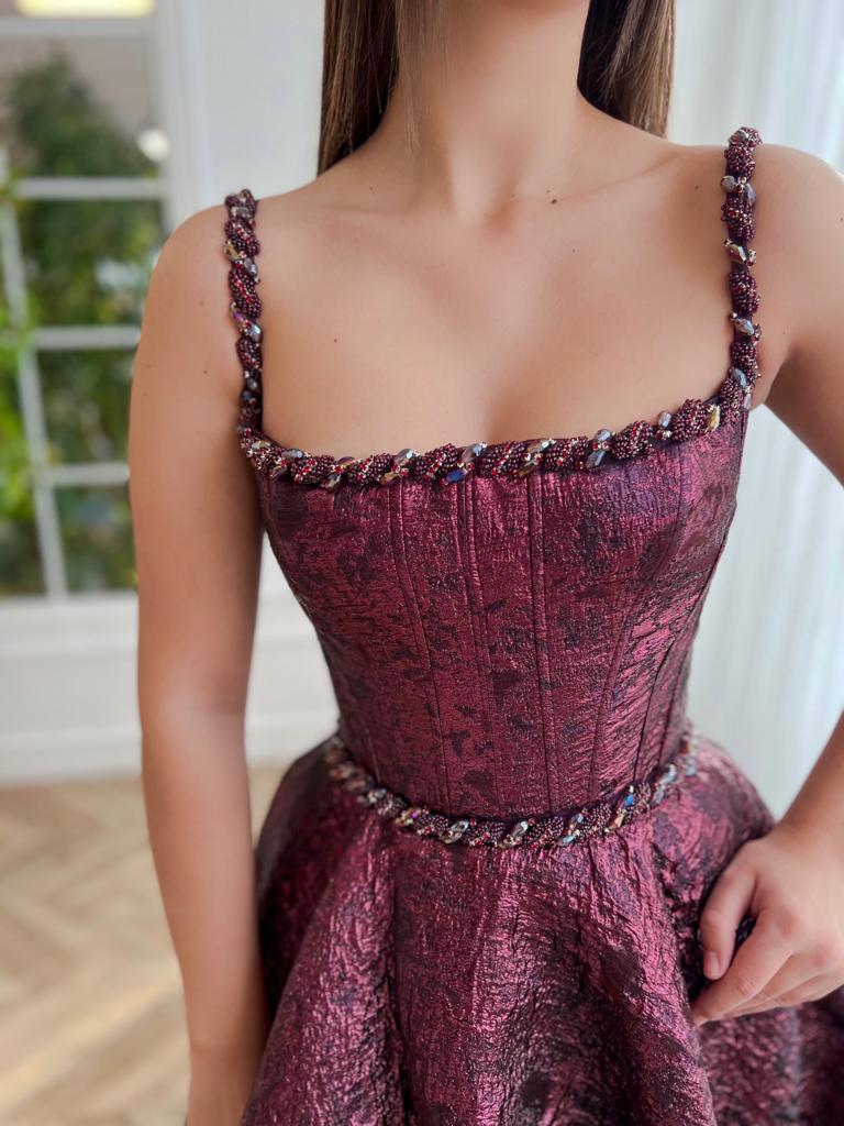 Bordeaux Brocade Gown - Image 4