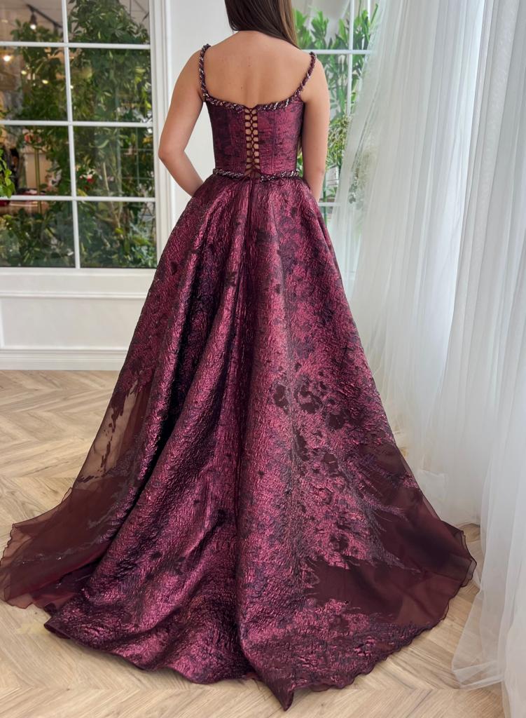 Bordeaux Brocade Gown - Image 5