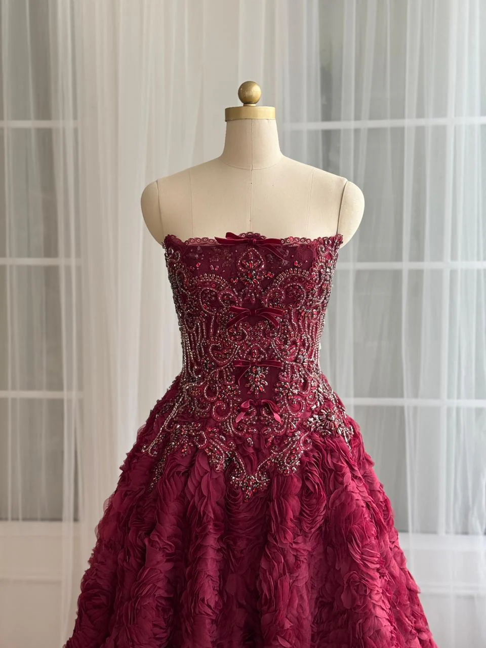 Burgundy Vintage Gown - Image 2