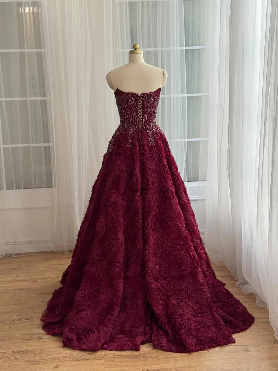 Burgundy Vintage Gown - Image 4