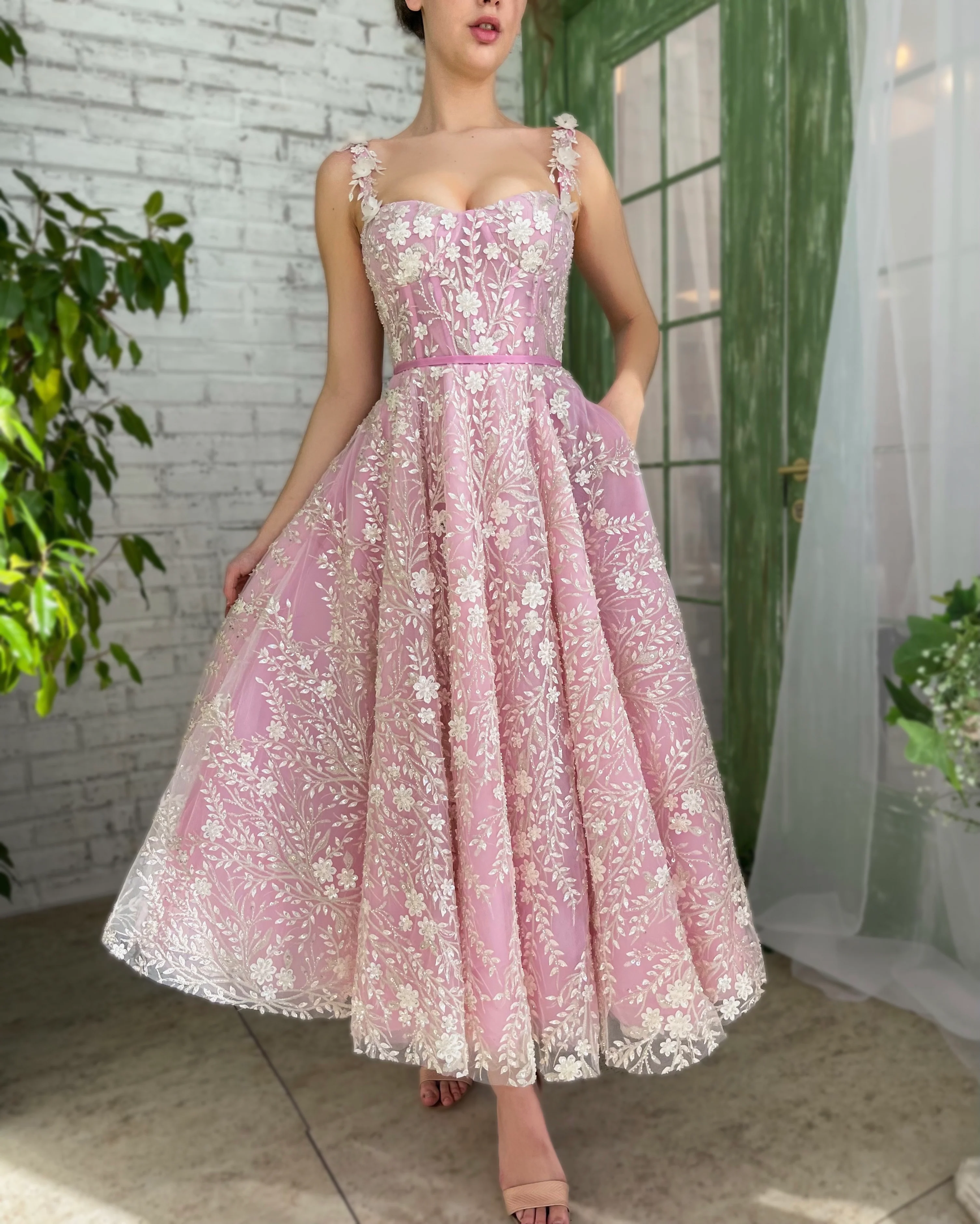 Dreamweaver's Floral Symphony Dress