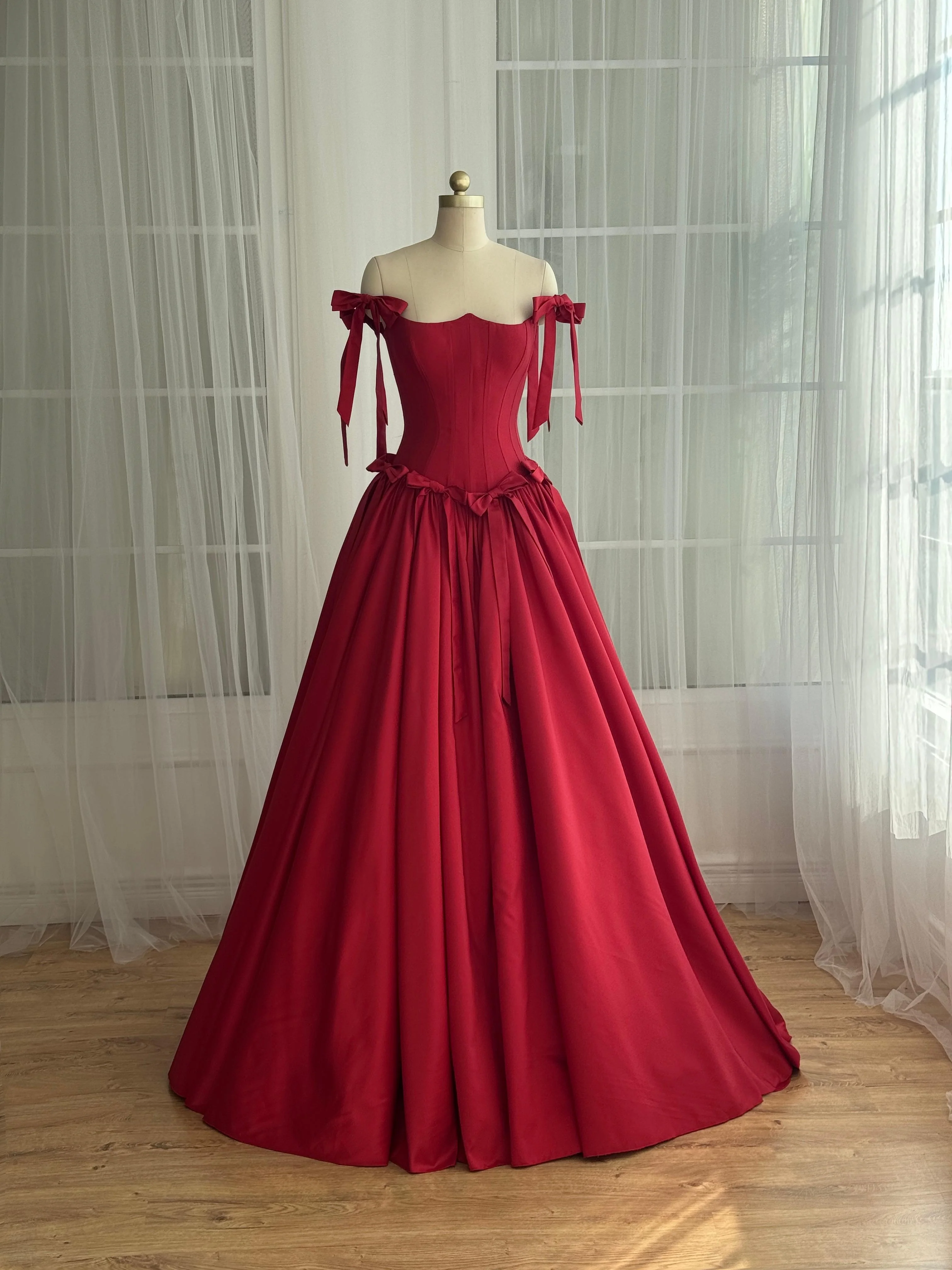 Carmine Bows Gown