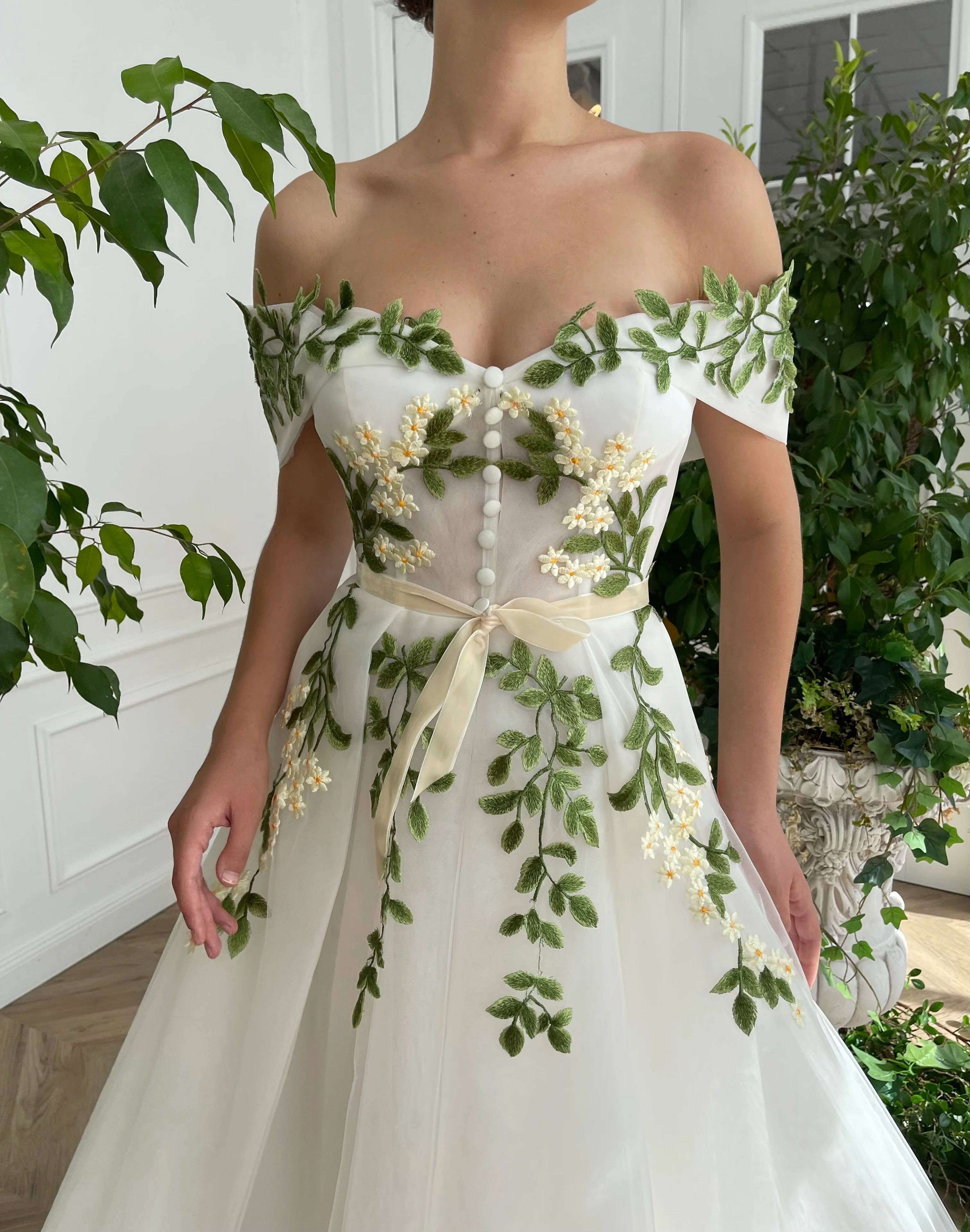 Cascading Ivy Off-Shoulder Dress - Image 2