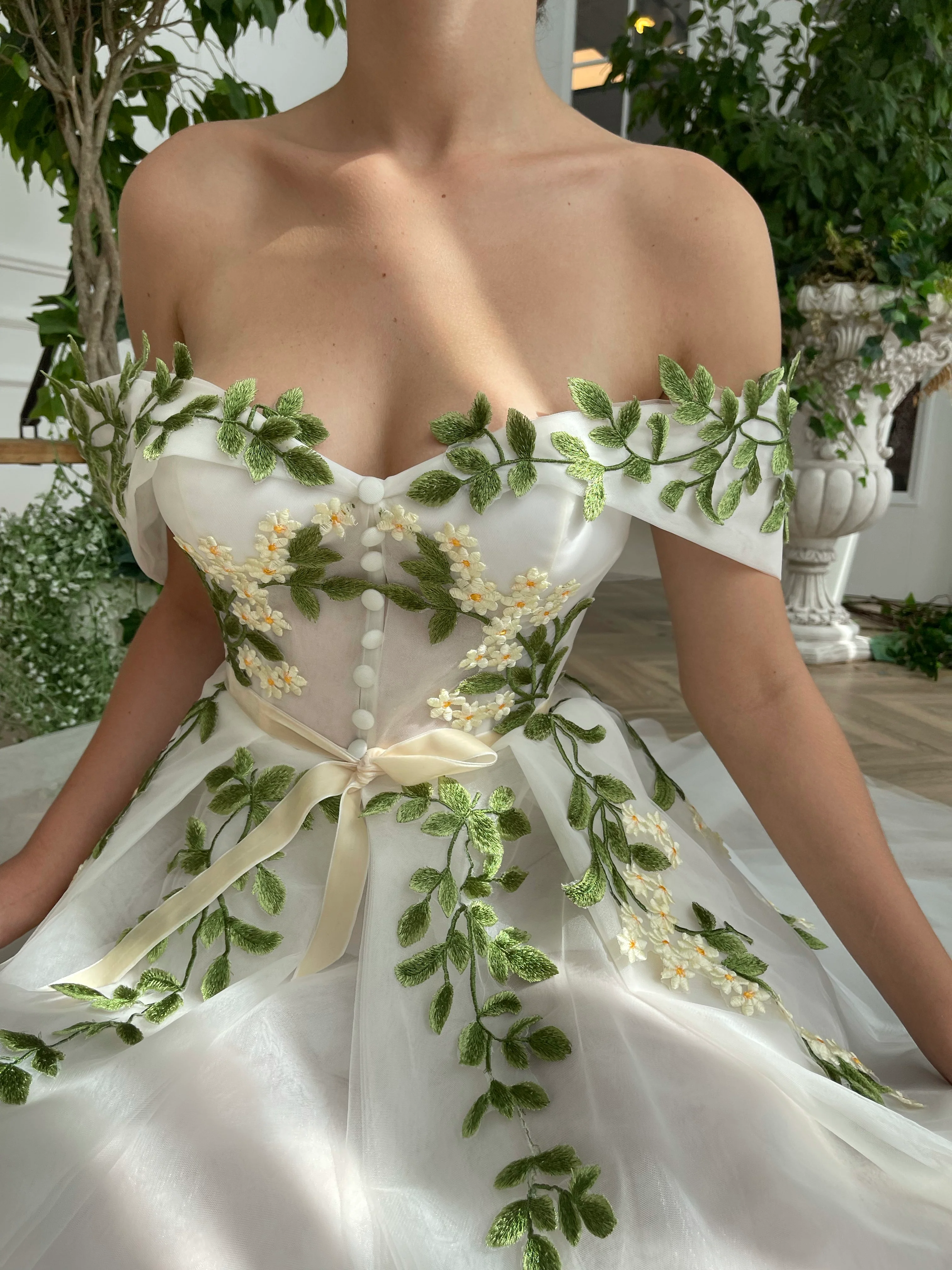 Cascading Ivy Off-Shoulder Dress - Image 3