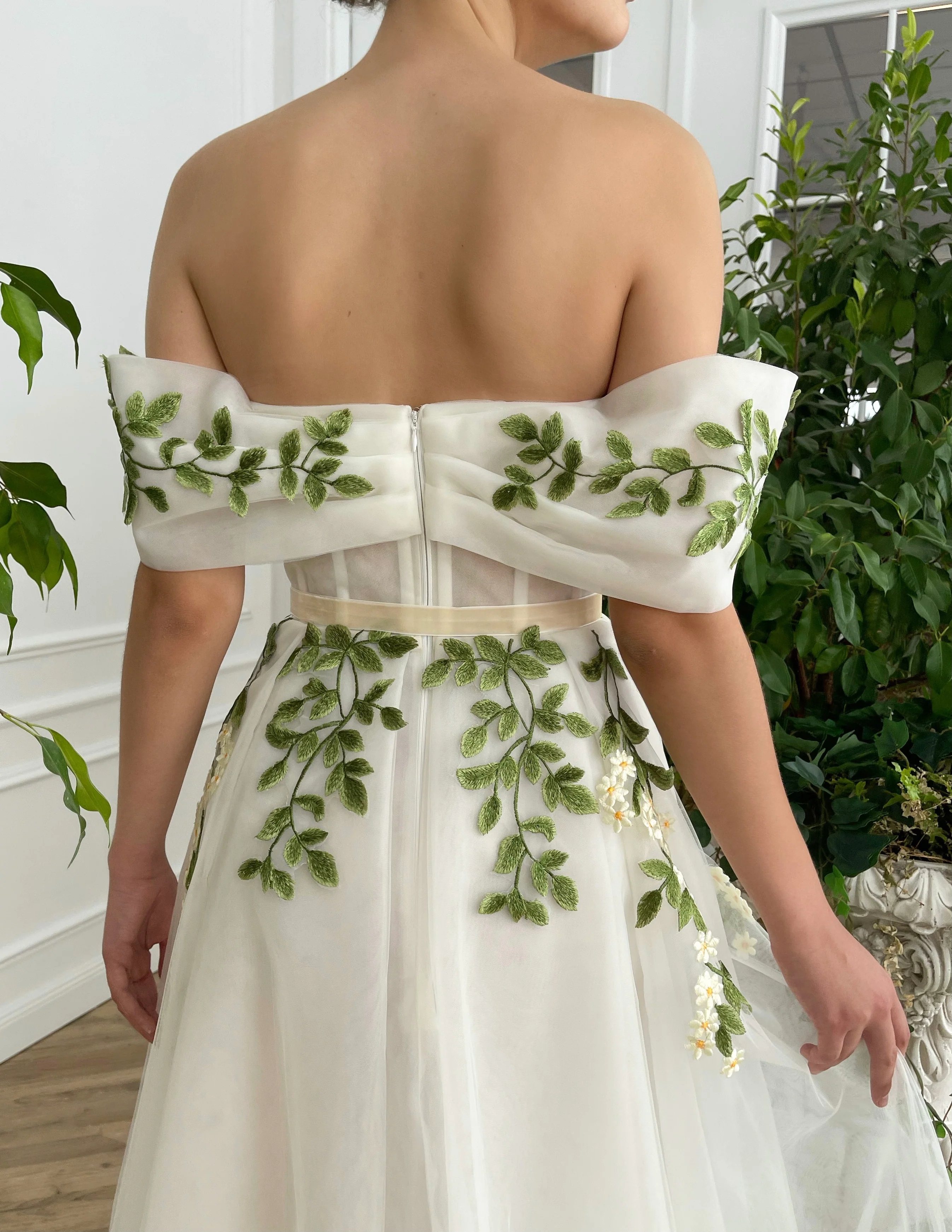Cascading Ivy Off-Shoulder Dress - Image 4