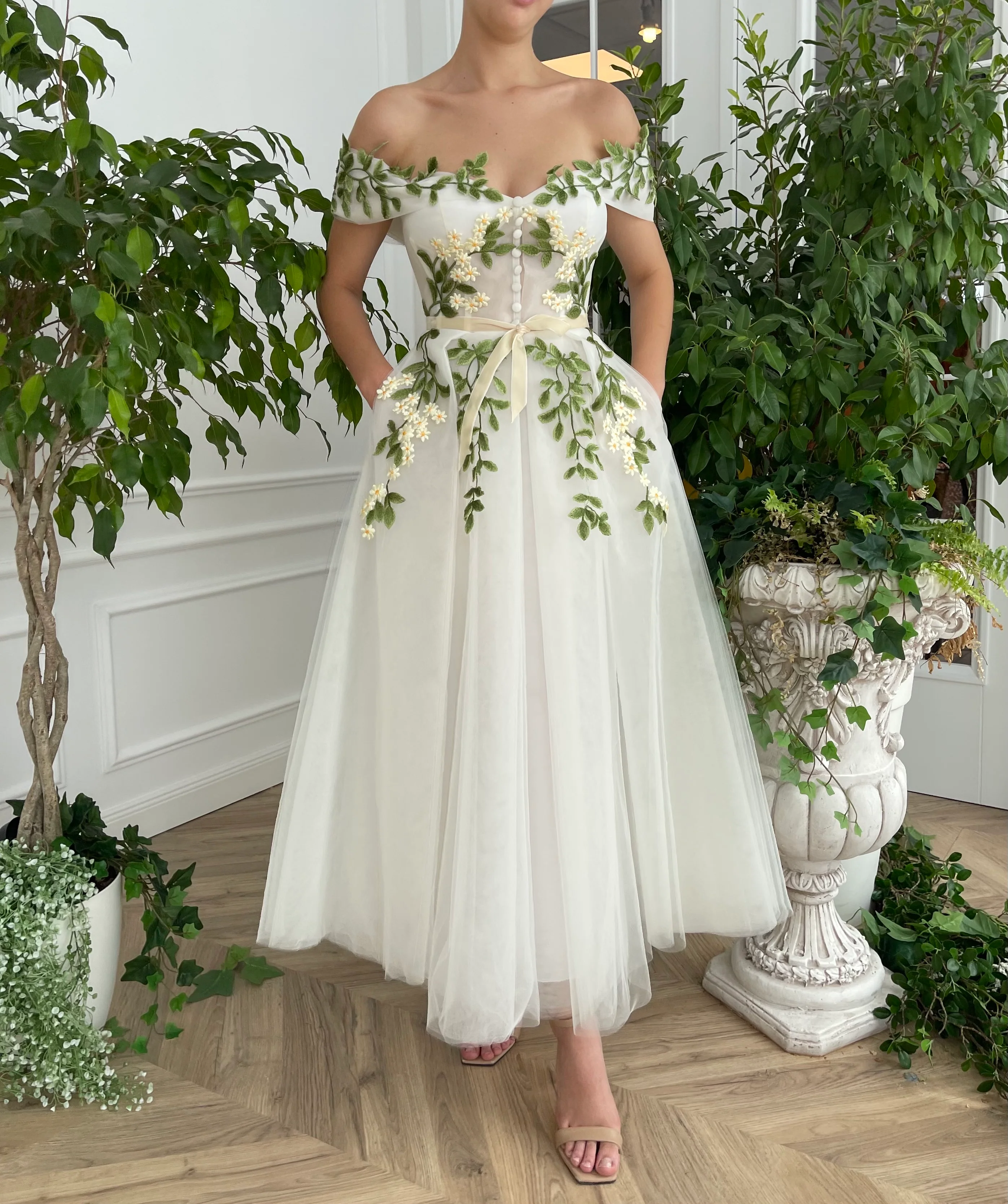 Cascading Ivy Off-Shoulder Dress - Image 6