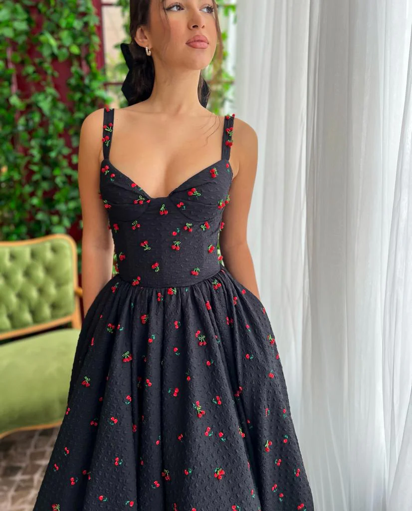 Cherry Brocade Midi Dress - Image 4