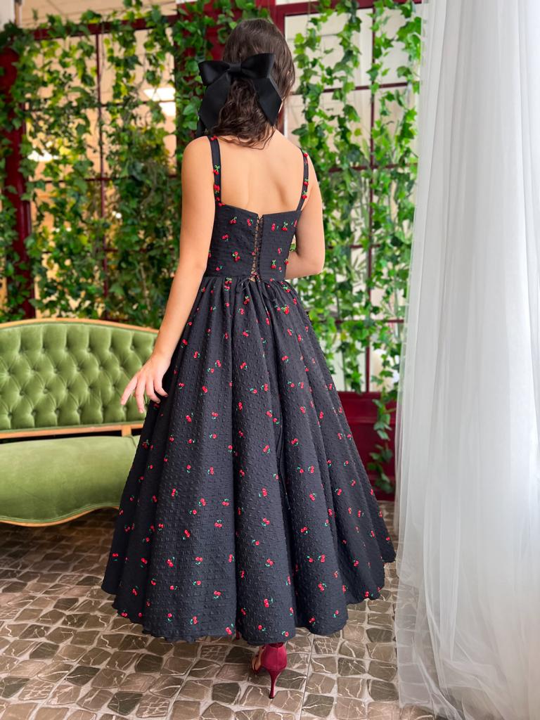 Cherry Brocade Midi Dress - Image 5