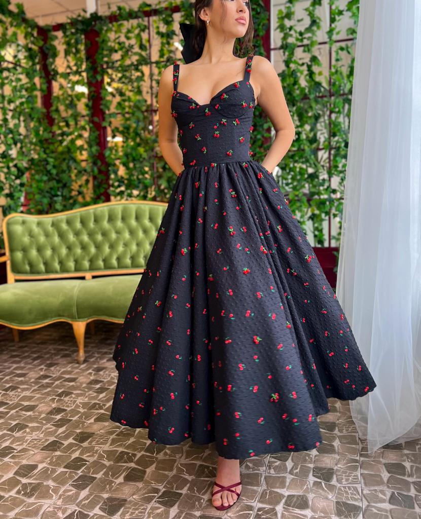 Cherry Brocade Midi Dress - Image 7
