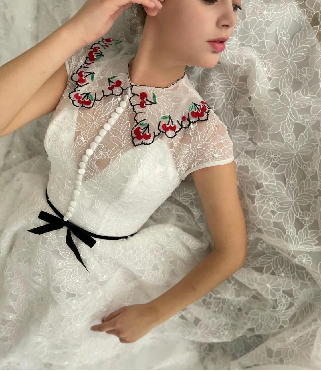 Cherry Lace Bridal Dress - Image 3