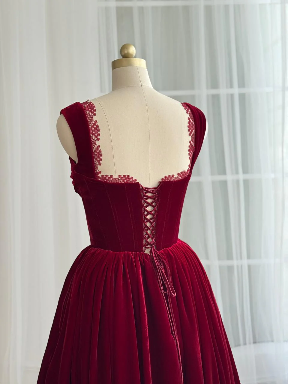 Cherry Velvet Midi Dress - Image 3