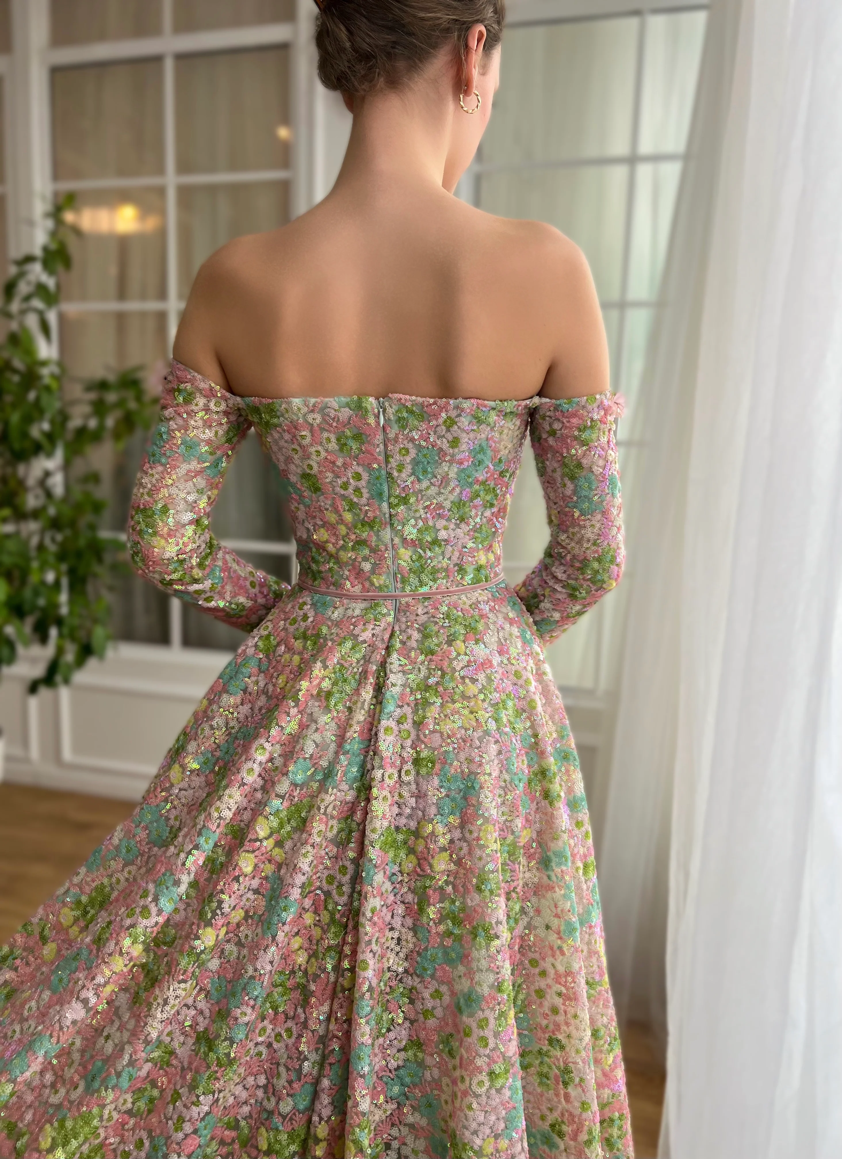 Coral Rose Off-Shoulder Gown - Image 4