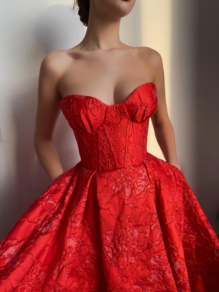 Crimson Ball Gown - Image 3
