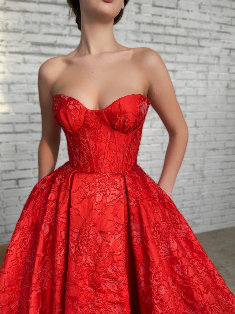 Crimson Ball Gown - Image 4