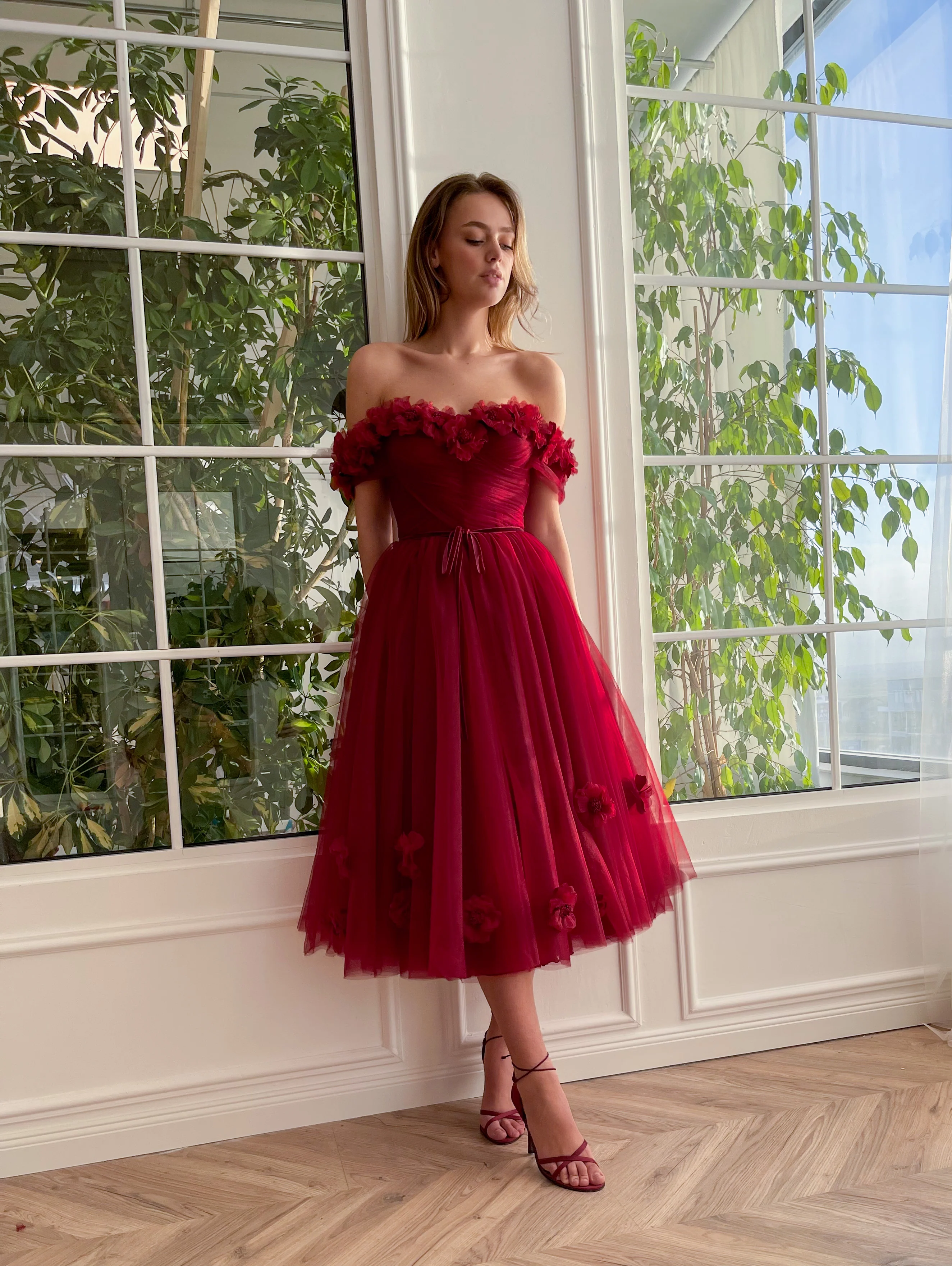 Crimson Cherry Midi Dress - Image 3