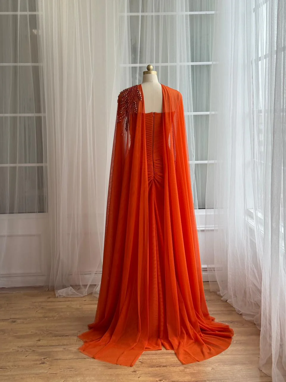 Deep Orange Mermaid Dress - Image 3