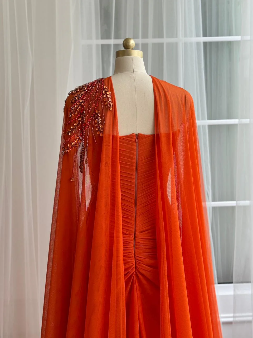 Deep Orange Mermaid Dress - Image 4