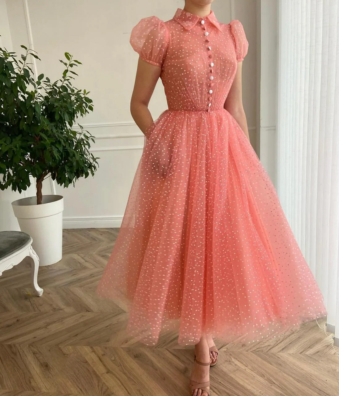 Dotted Peachy Dress