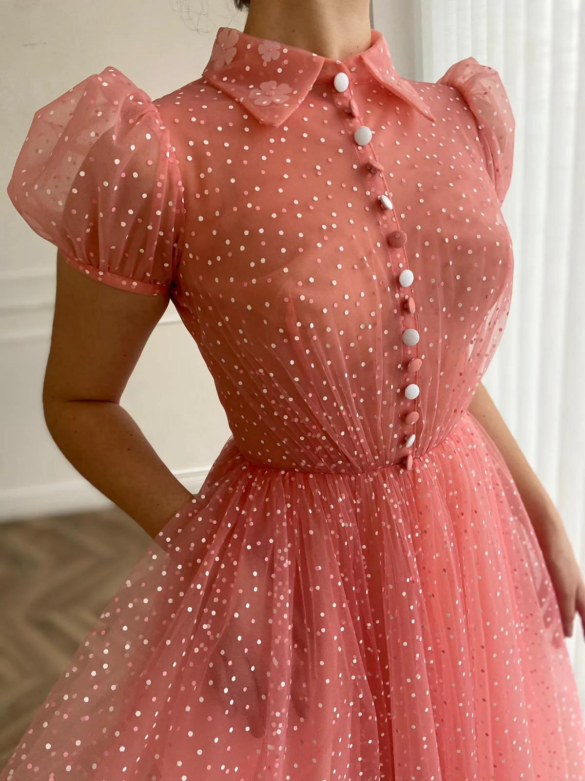 Dotted Peachy Dress - Image 4