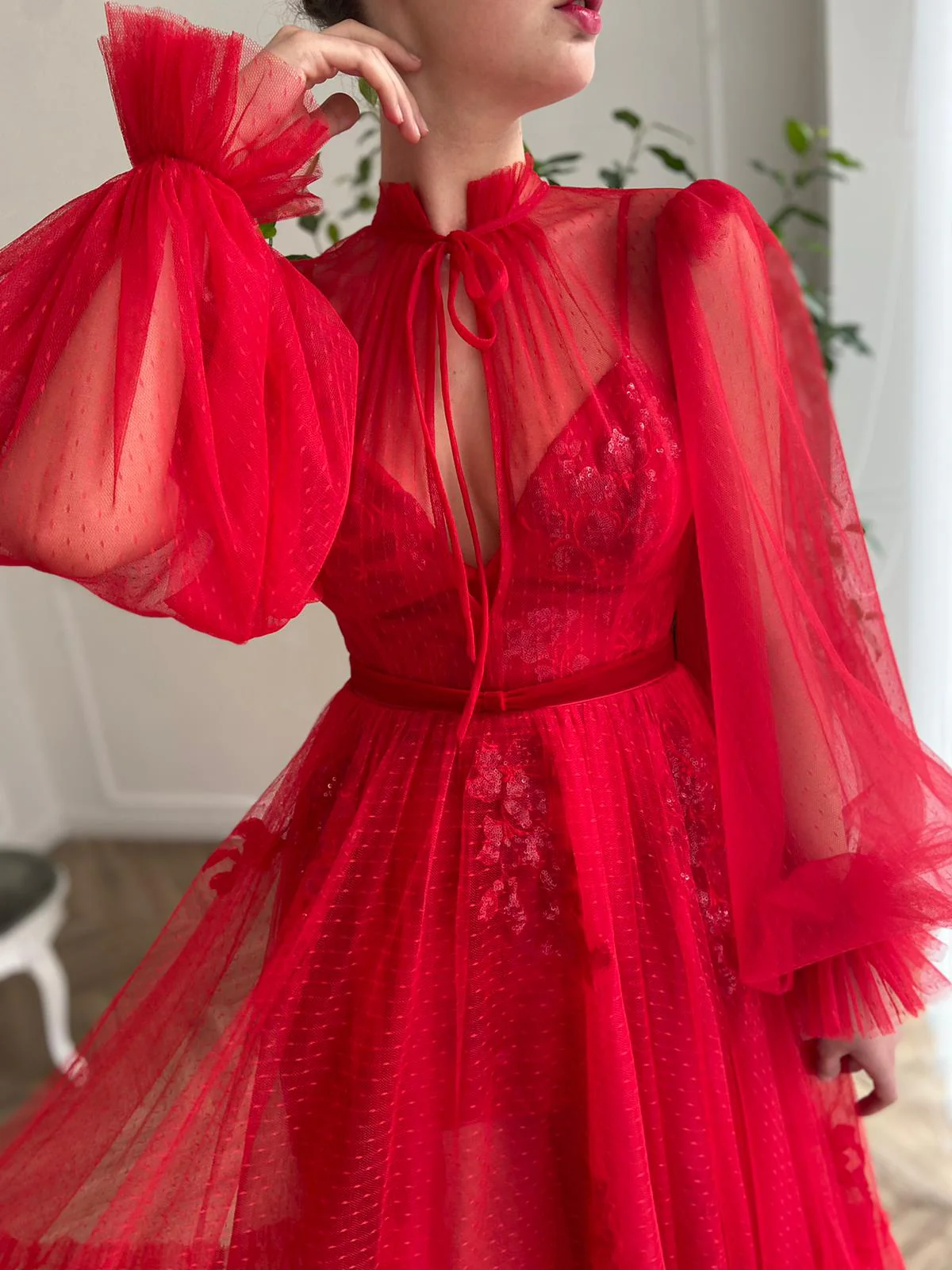 Dotted Scarlet Love Dress - Image 5