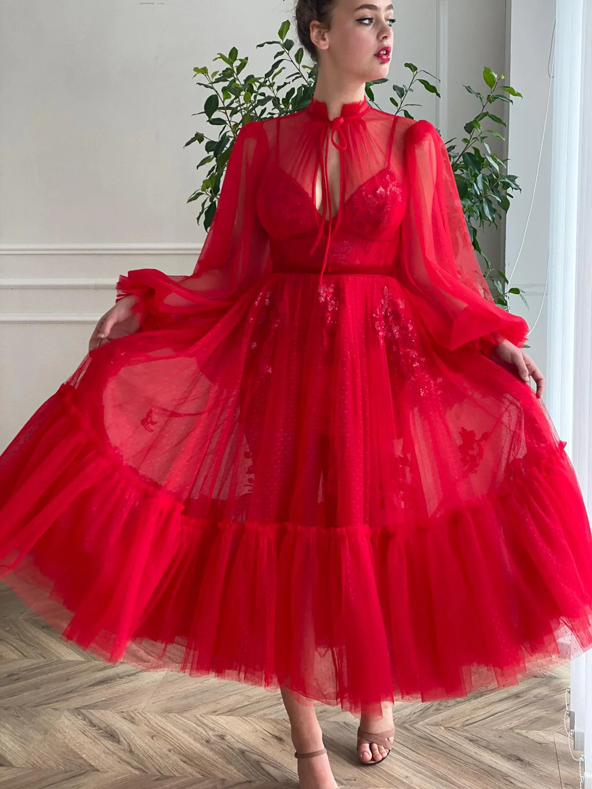 Dotted Scarlet Love Dress - Image 7