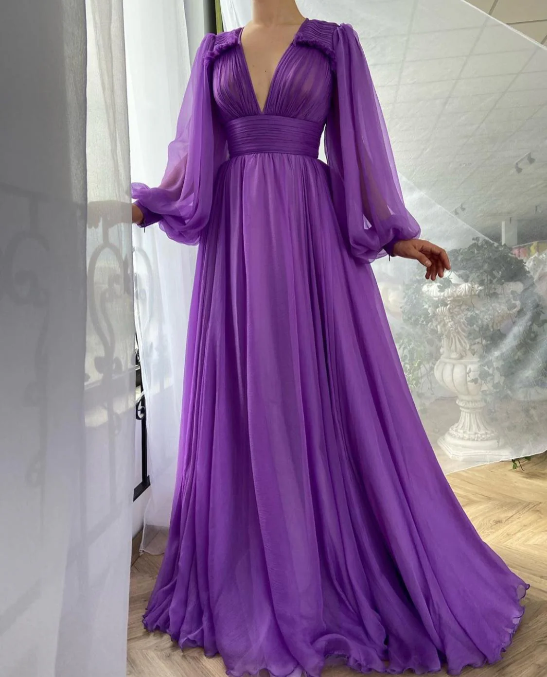 Draped Royal Purple Gown - Image 5