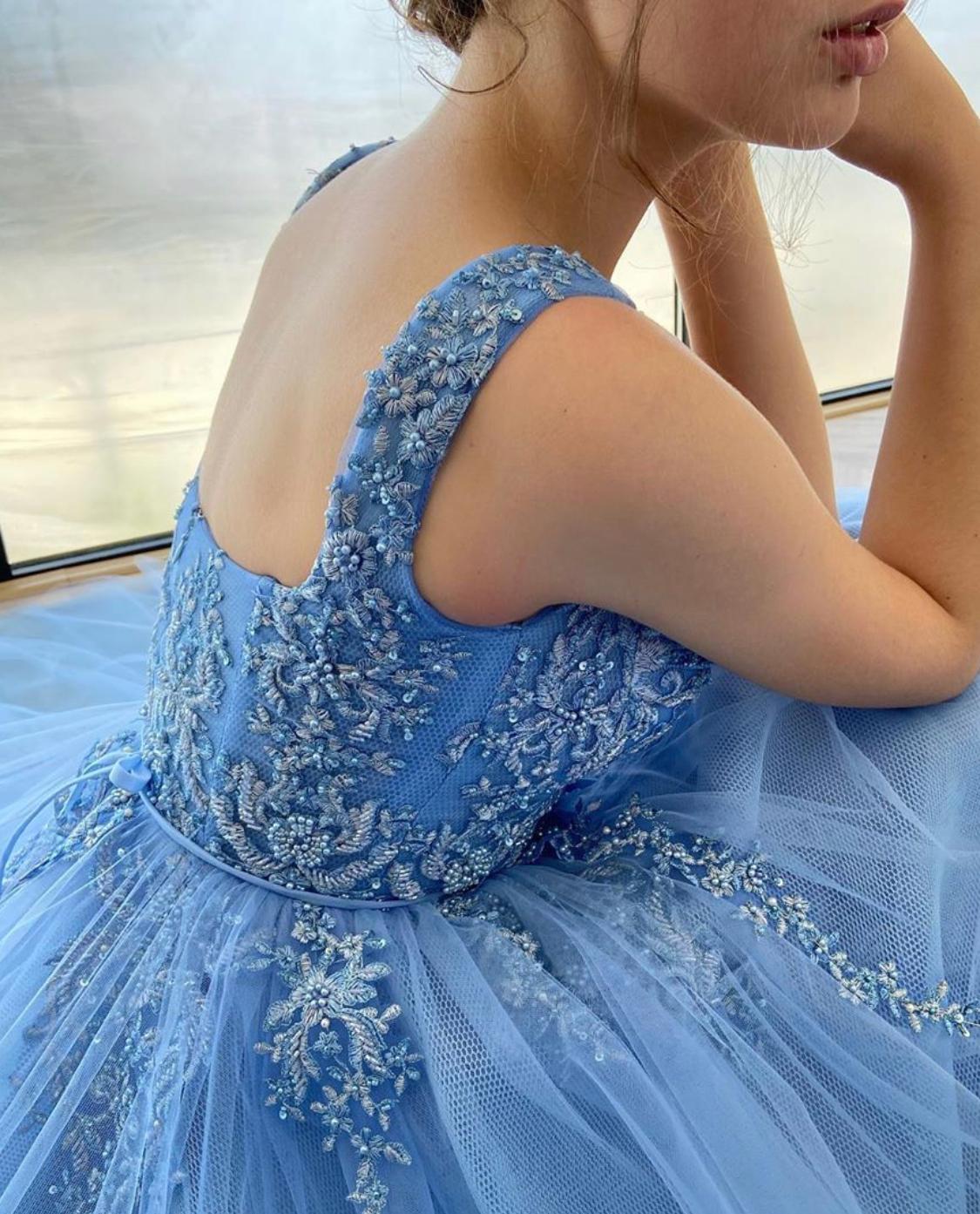 Dreamy Cerulean Laced Gown - Image 5