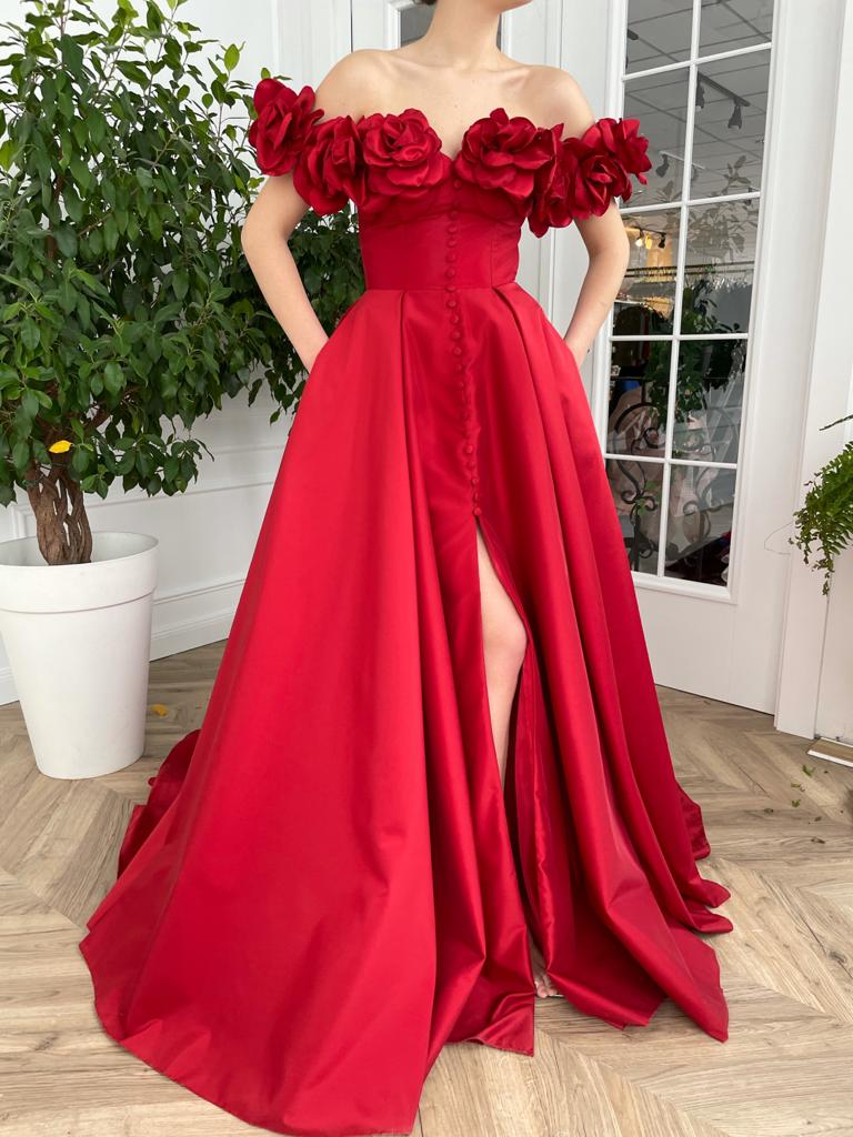 Eternal Blossom Red Gown - Image 4