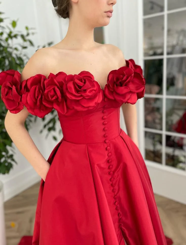 Eternal Blossom Red Gown - Image 5