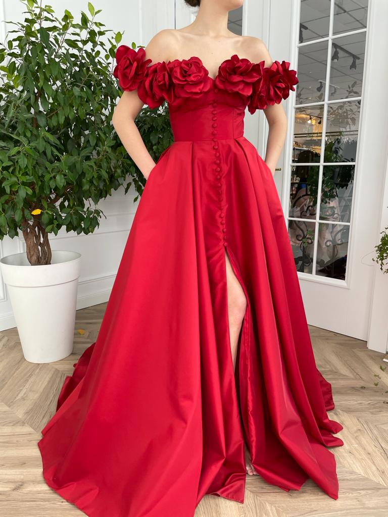 Eternal Blossom Red Gown - Image 7