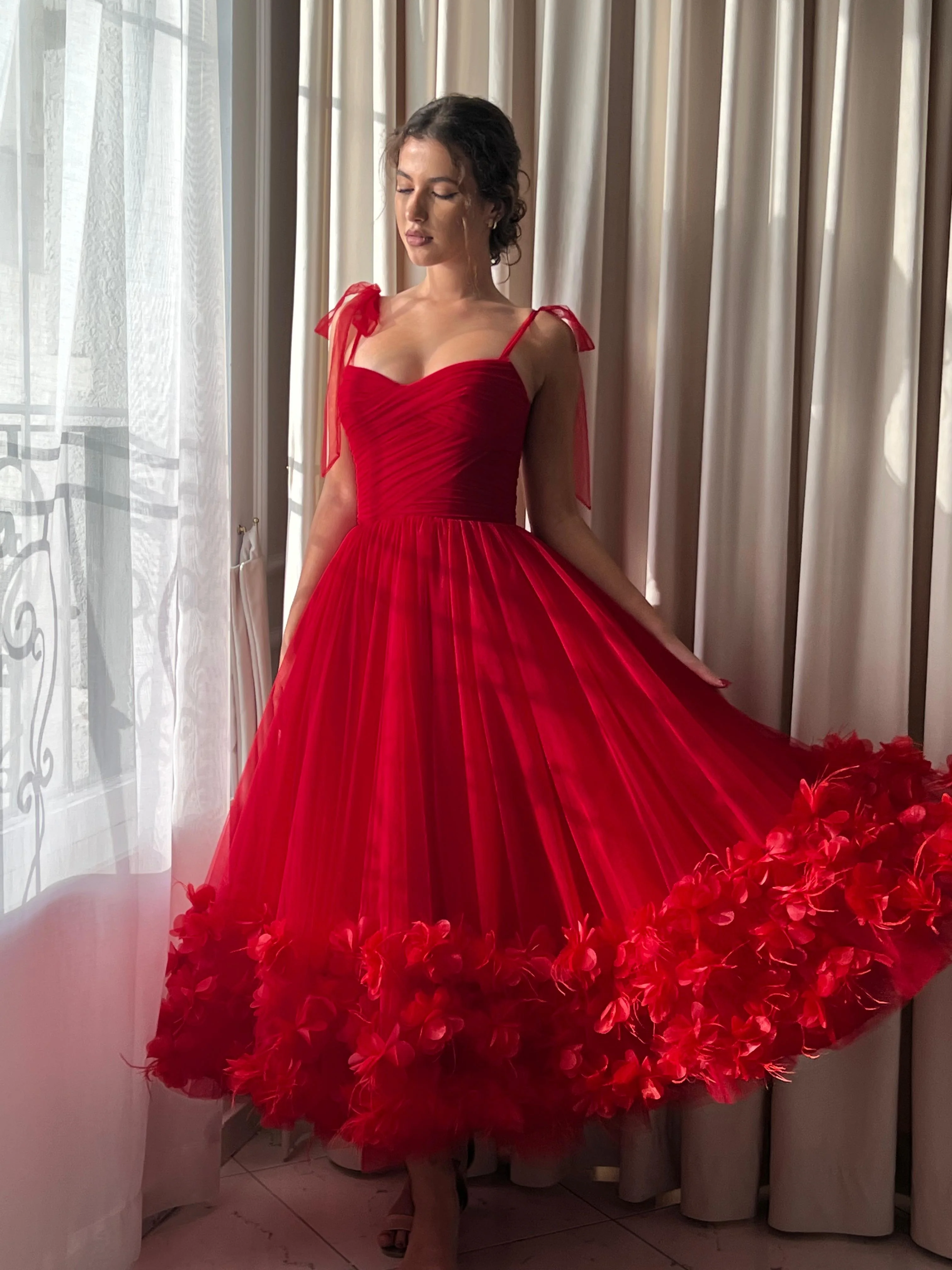 Fiery Rose Midi Dress