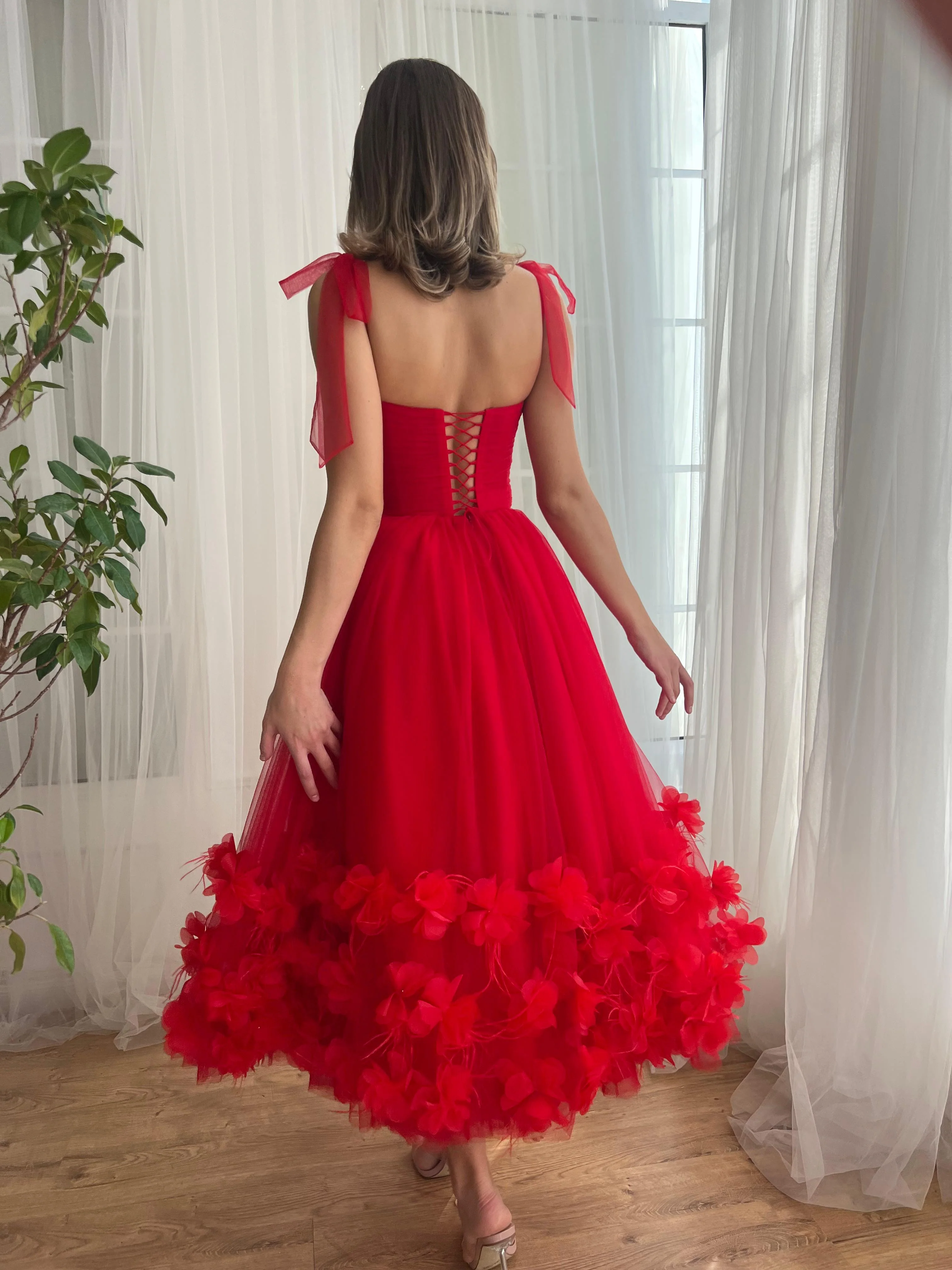 Fiery Rose Midi Dress - Image 3