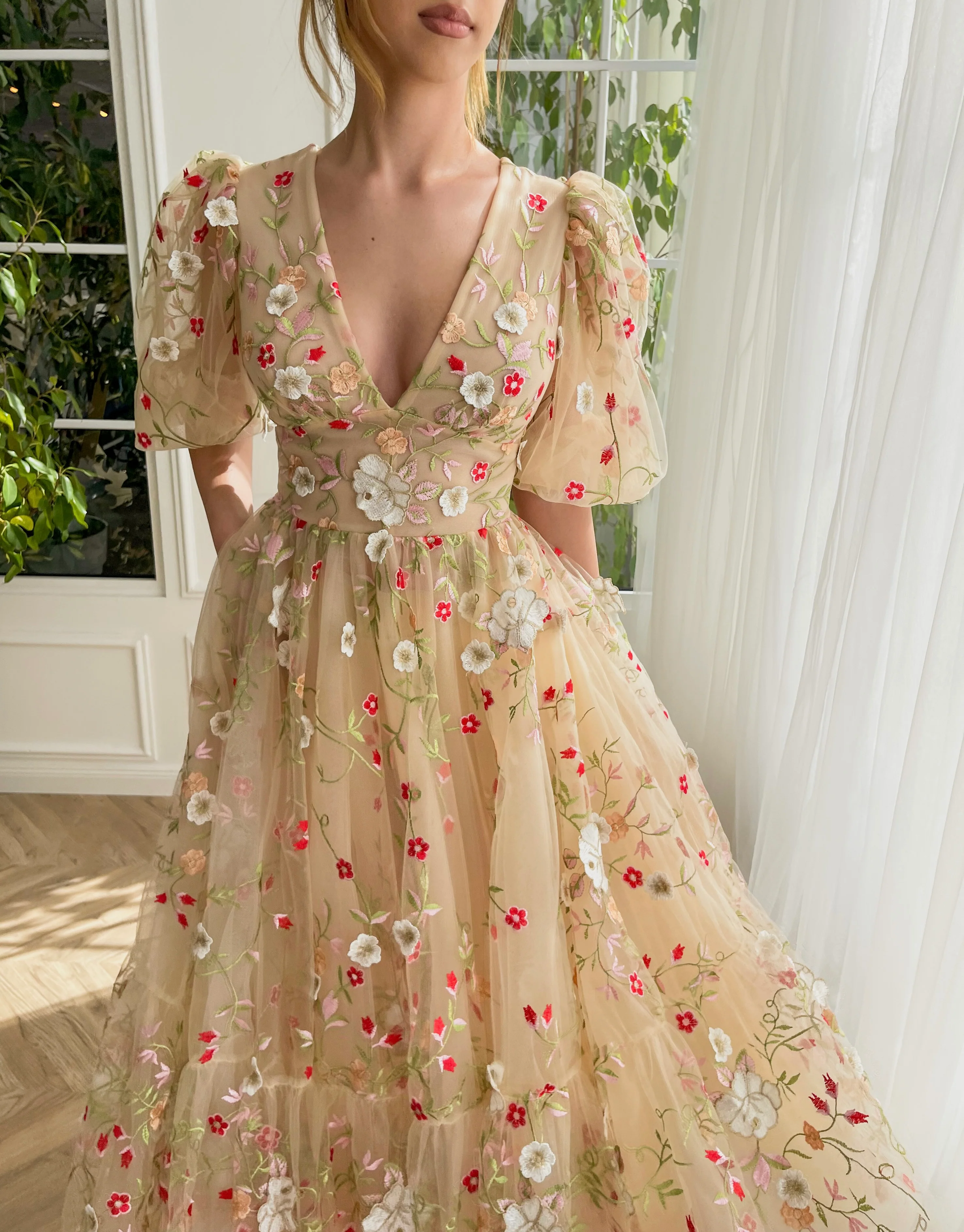 Floral Lace Midi Dress - Image 2
