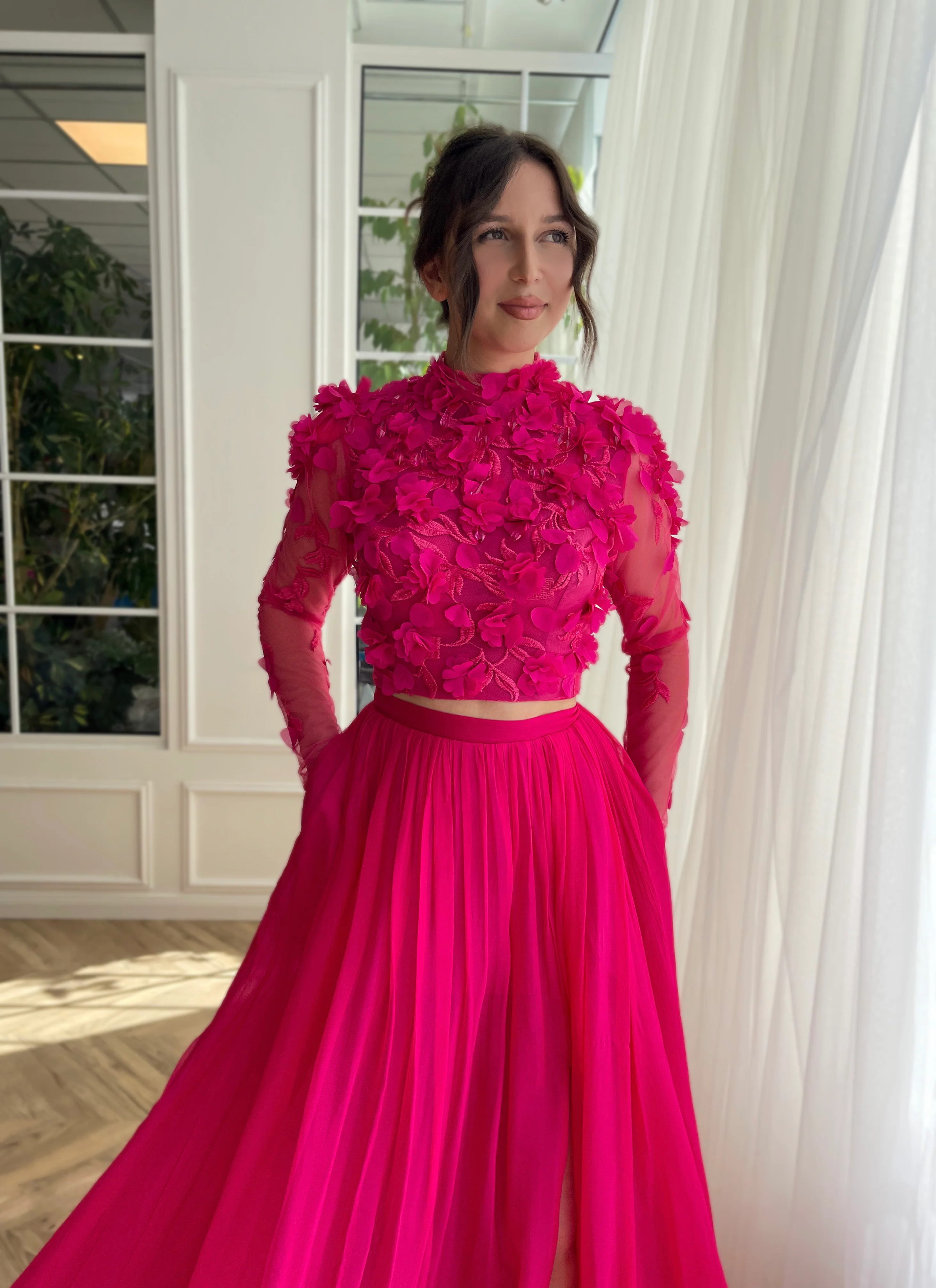Fuchsia Elegance Ensemble Gown - Image 2