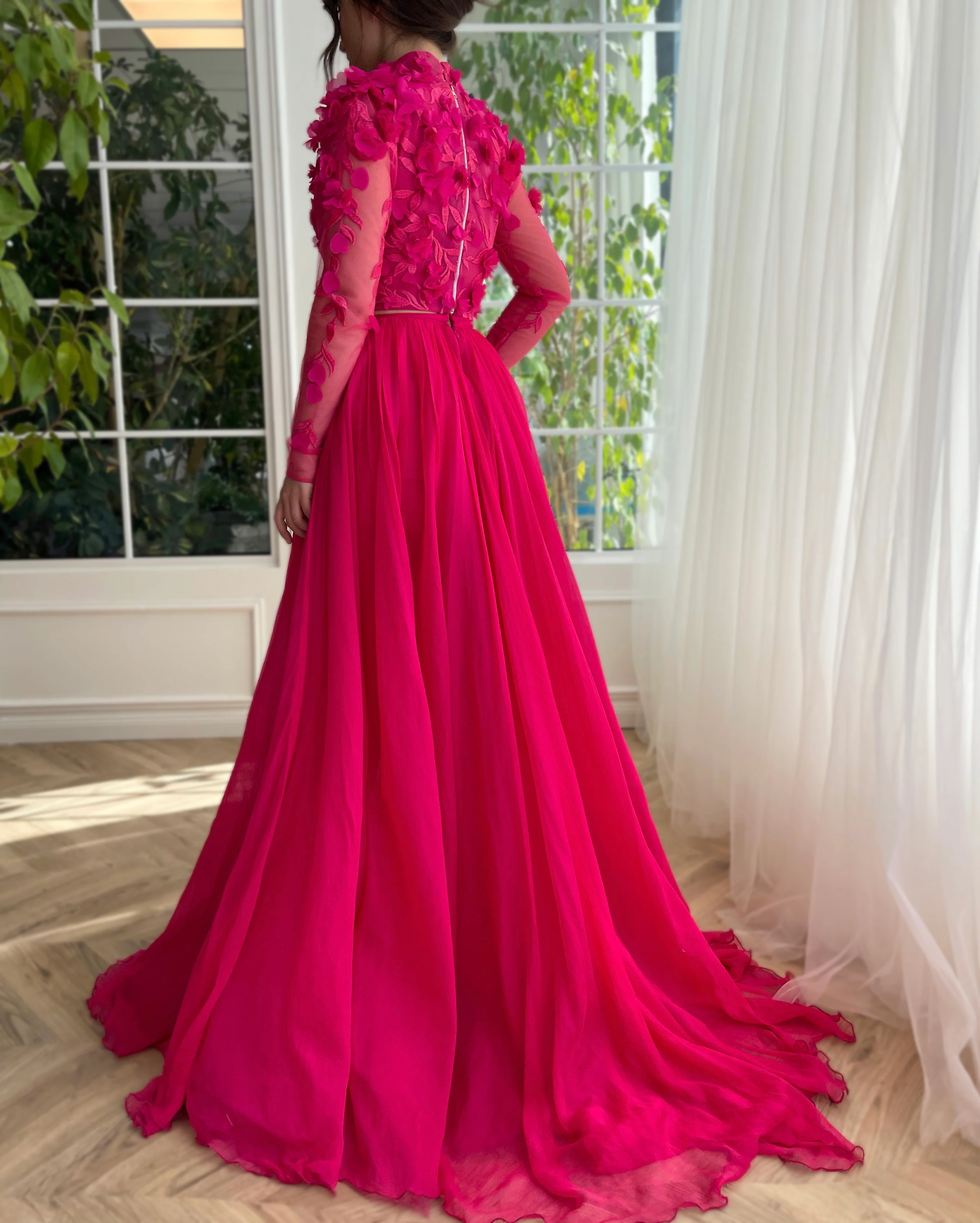 Fuchsia Elegance Ensemble Gown - Image 3