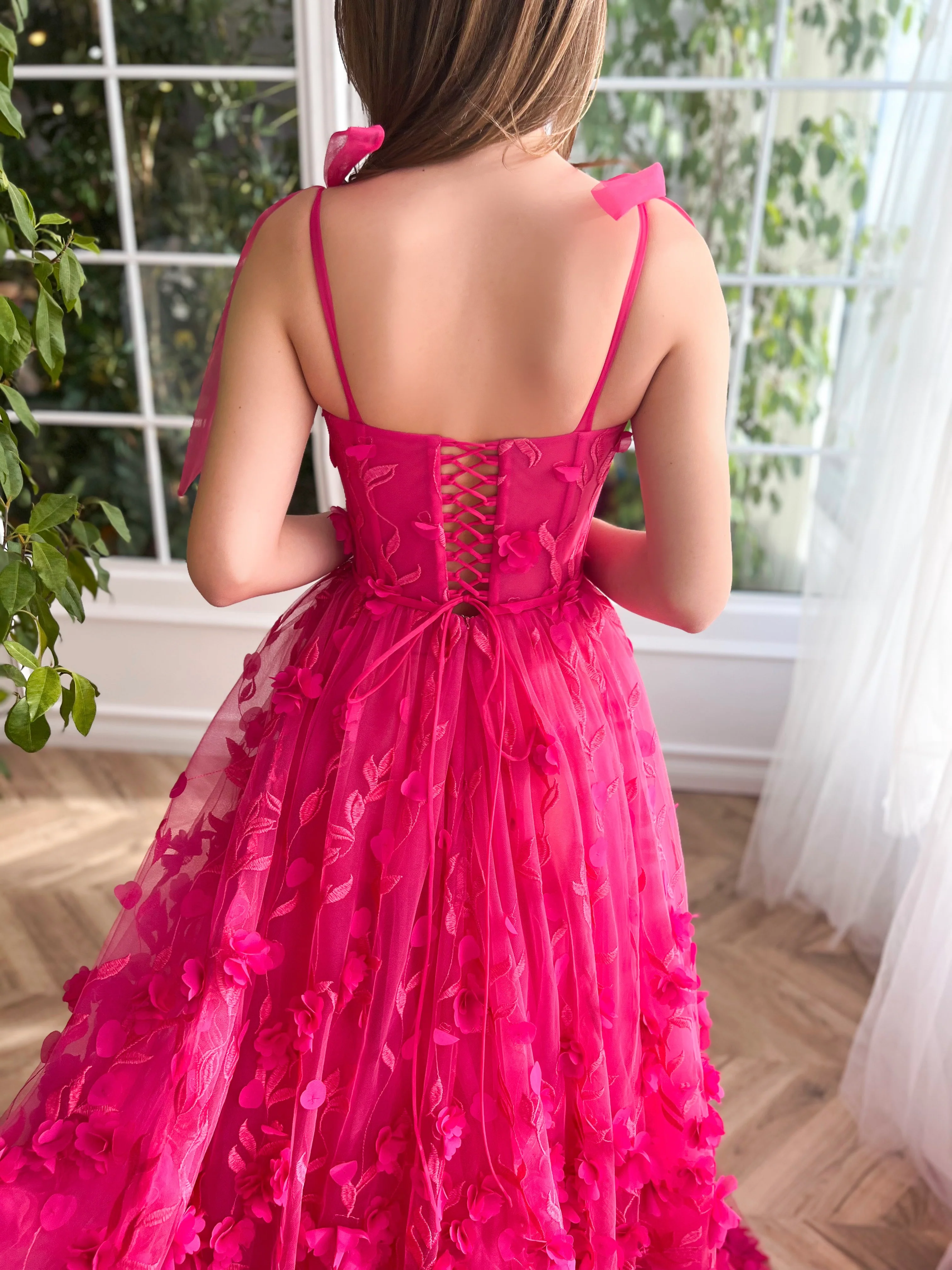 Fuchsia Elegance Lace Gown - Image 3