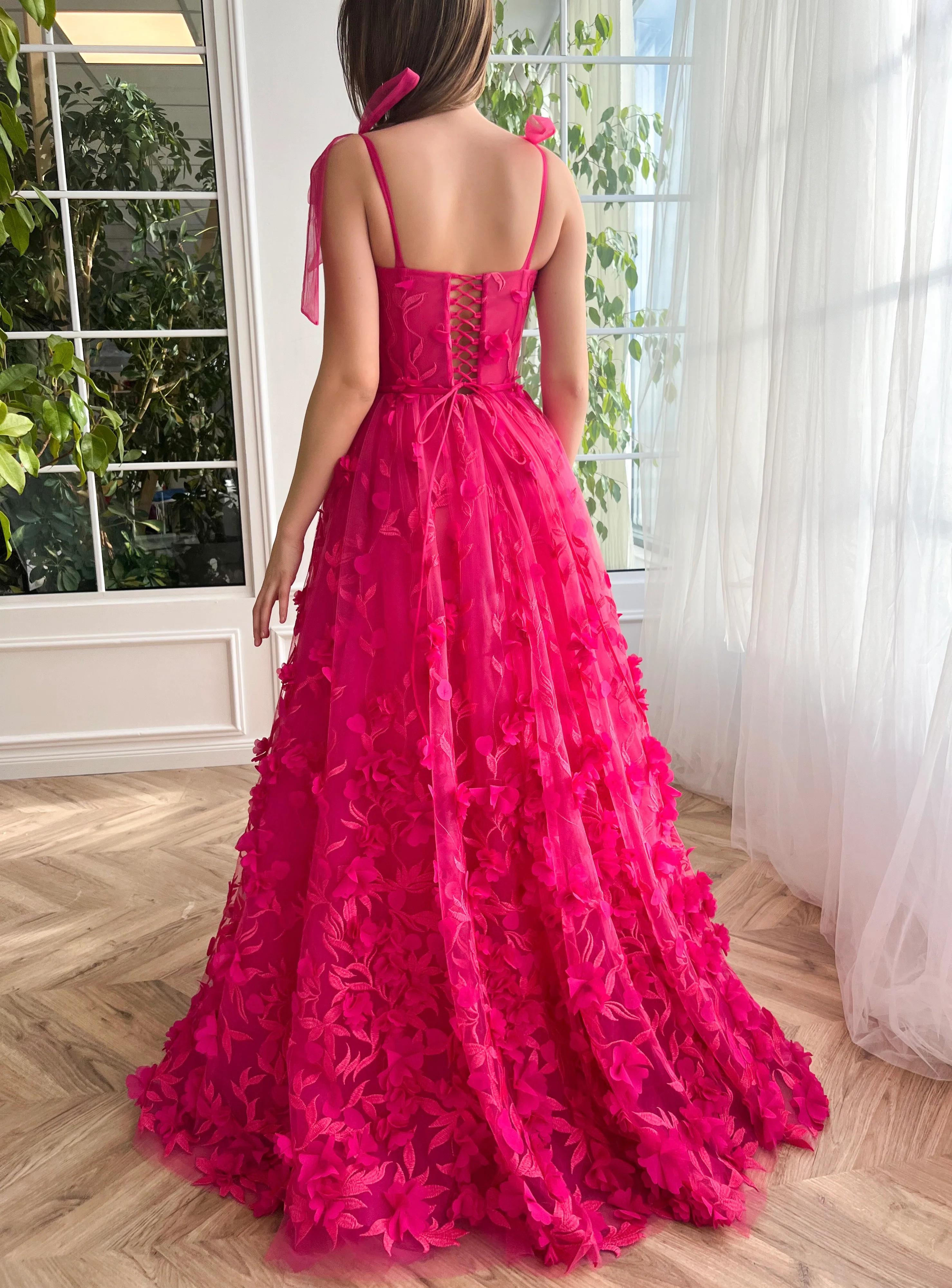 Fuchsia Elegance Lace Gown - Image 4