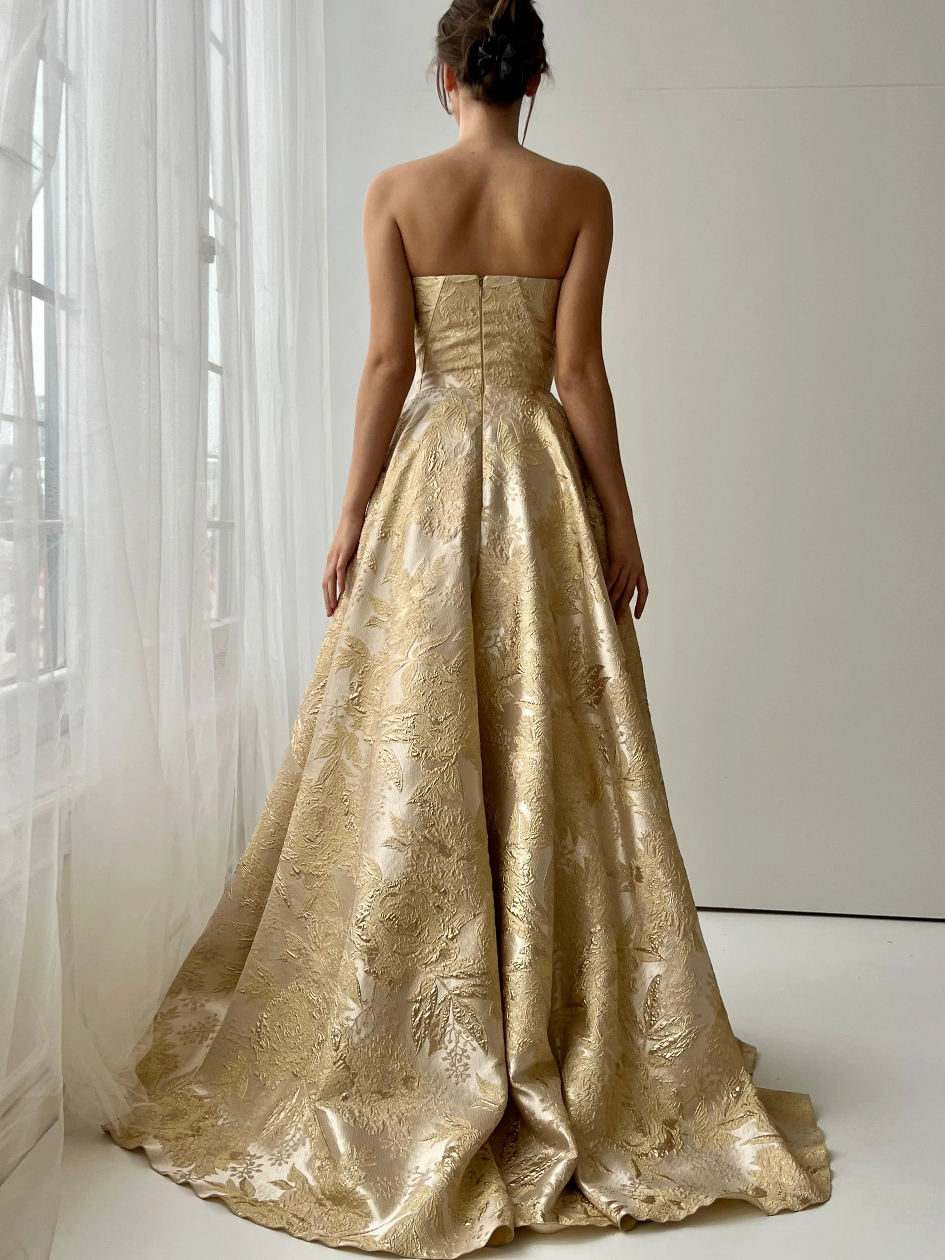 Gilded Dream Brocade Gown - Image 3