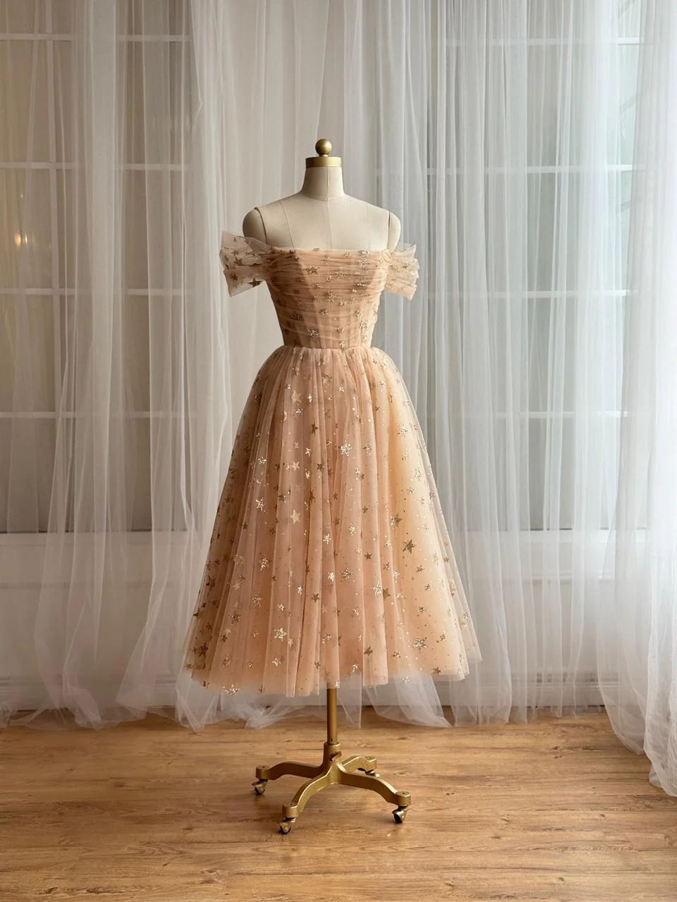 Gold Starry Midi Dress