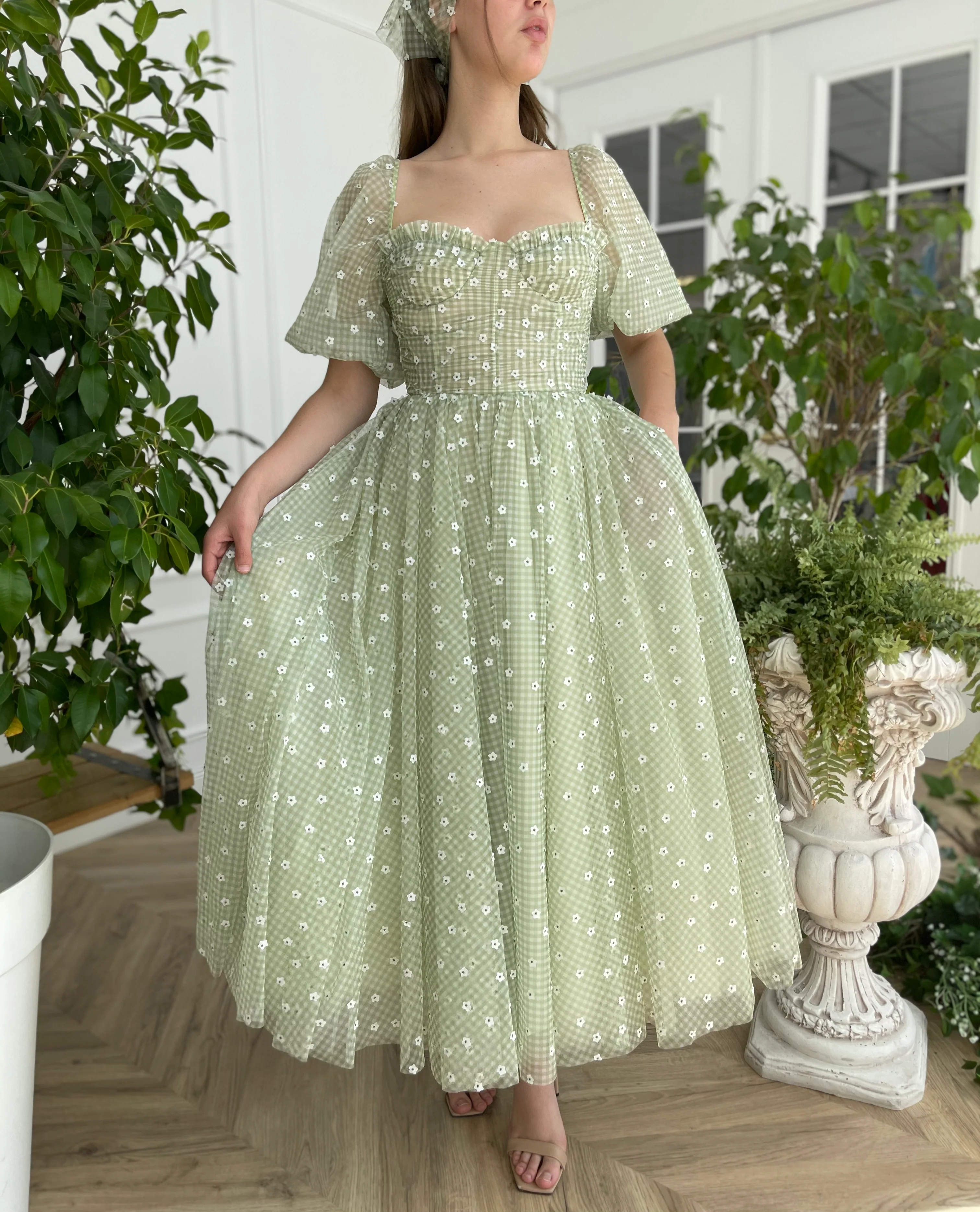 Green Ruffle Gingham Dress - Image 8