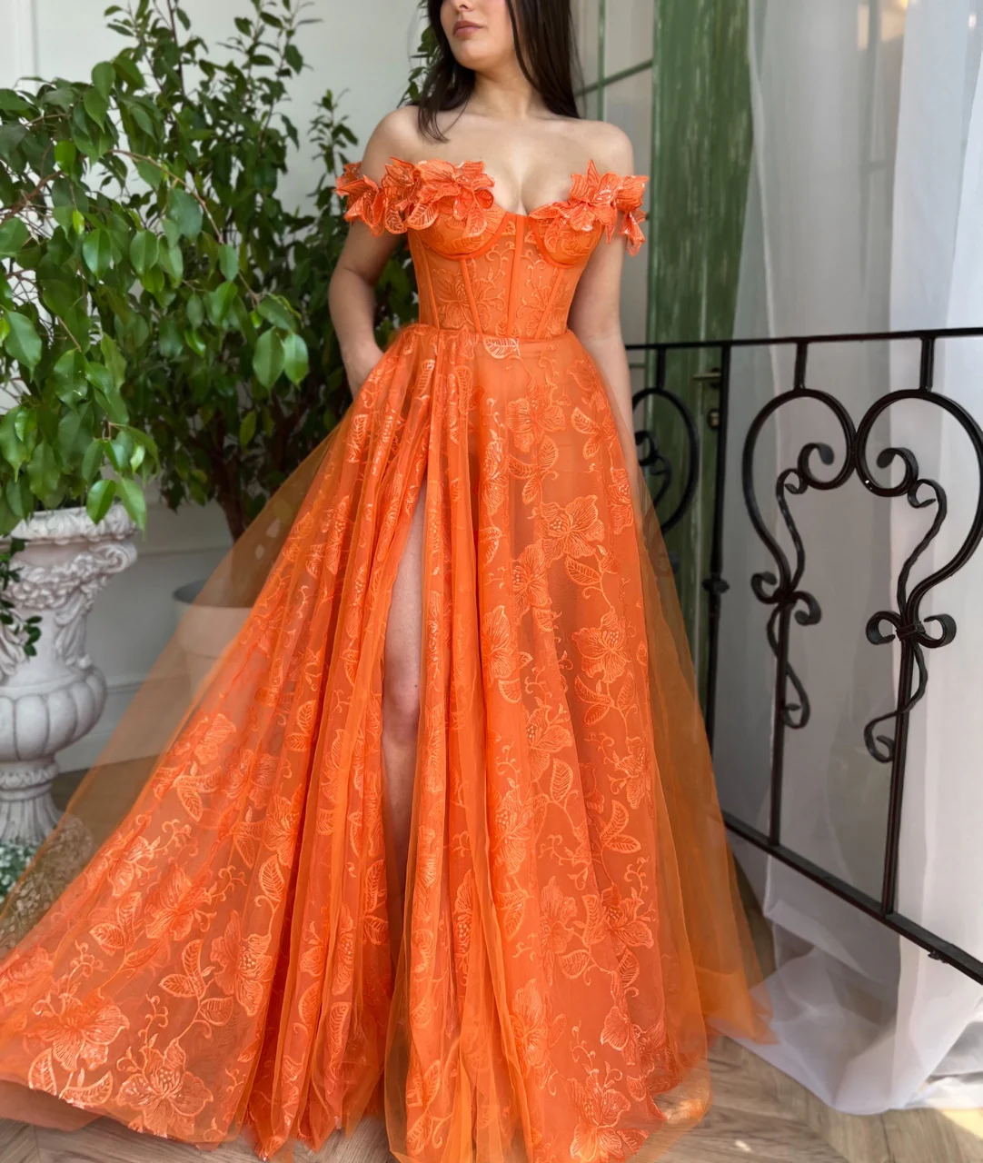 Hibiscus Tangerine Gown - Image 2