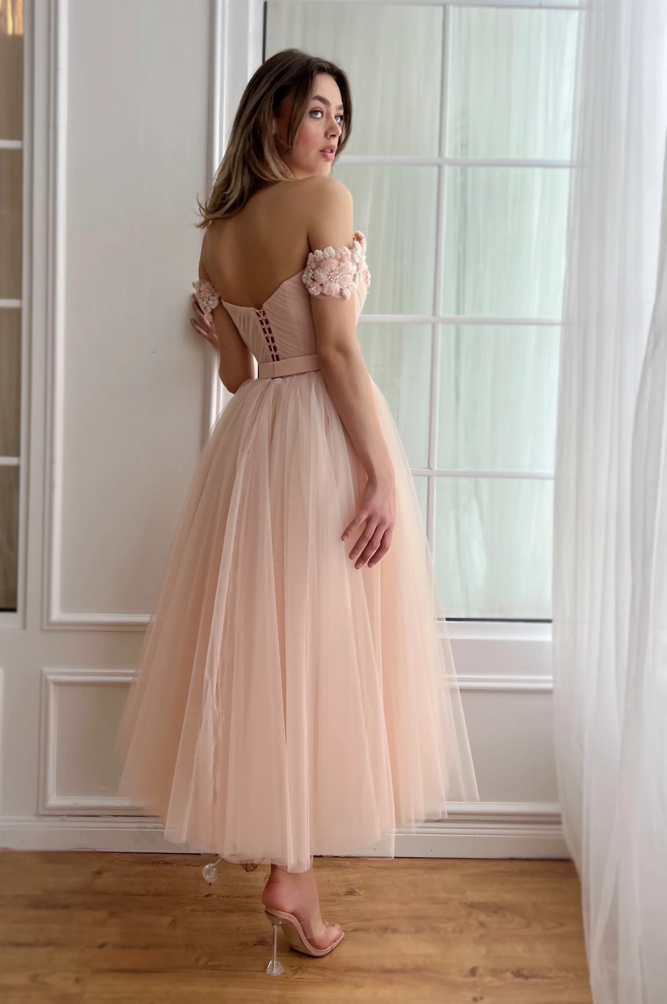 Juliet Rose Peach Dress - Image 6
