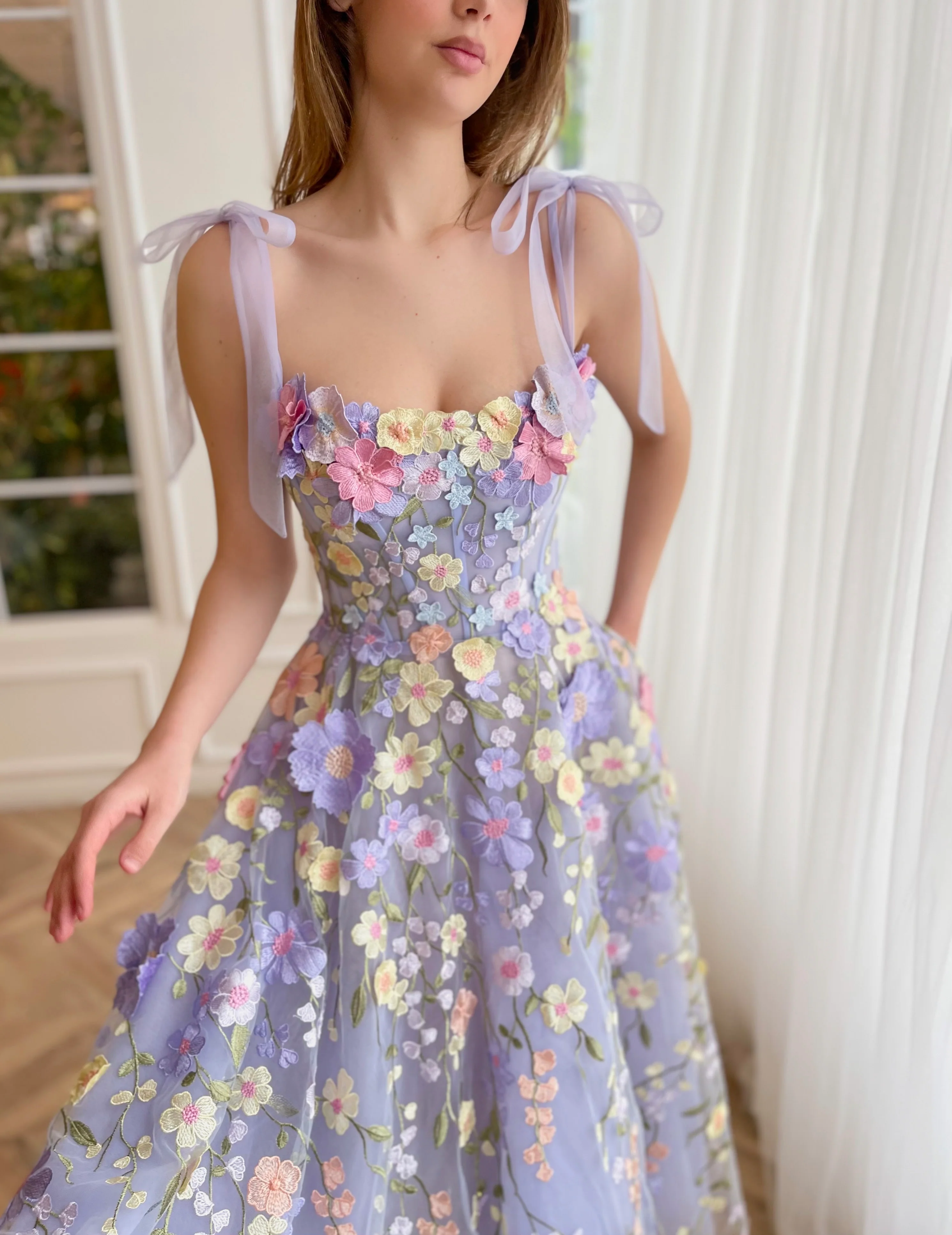 Lavender Bloom Midi Dress - Image 4