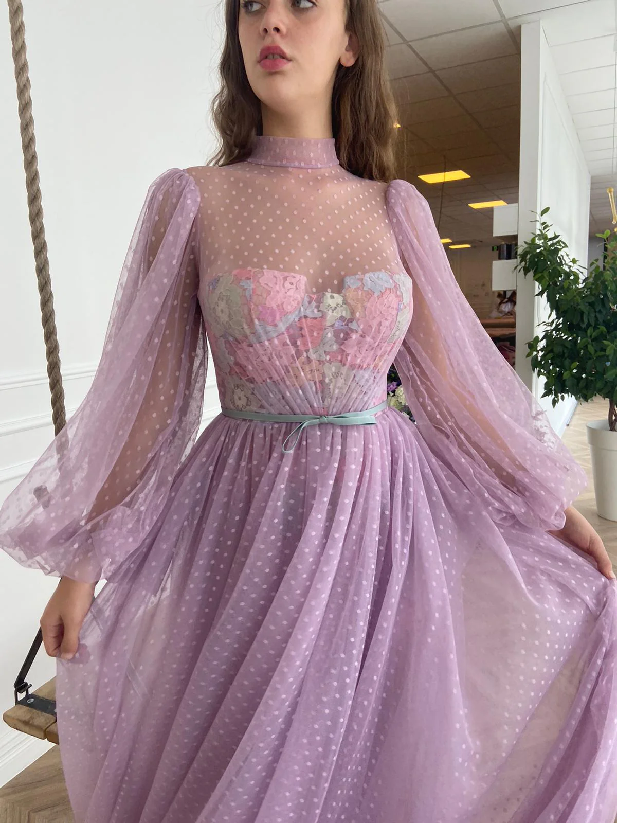 Lilac Dotted Dress
