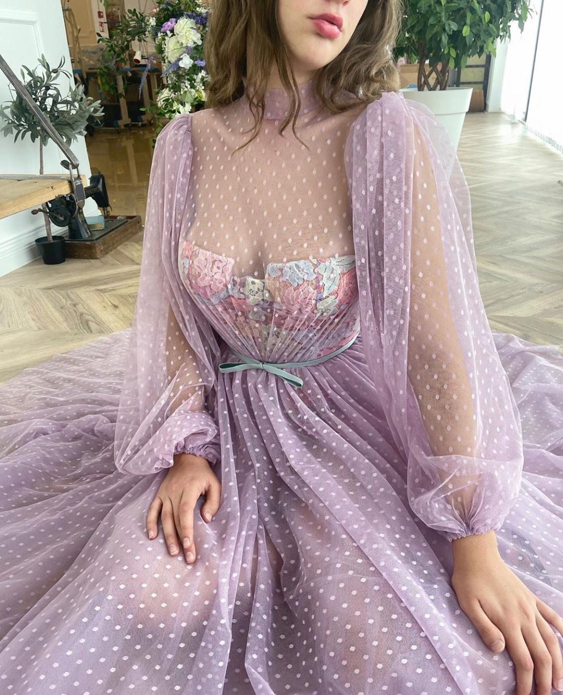 Lilac Dotted Dress - Image 3